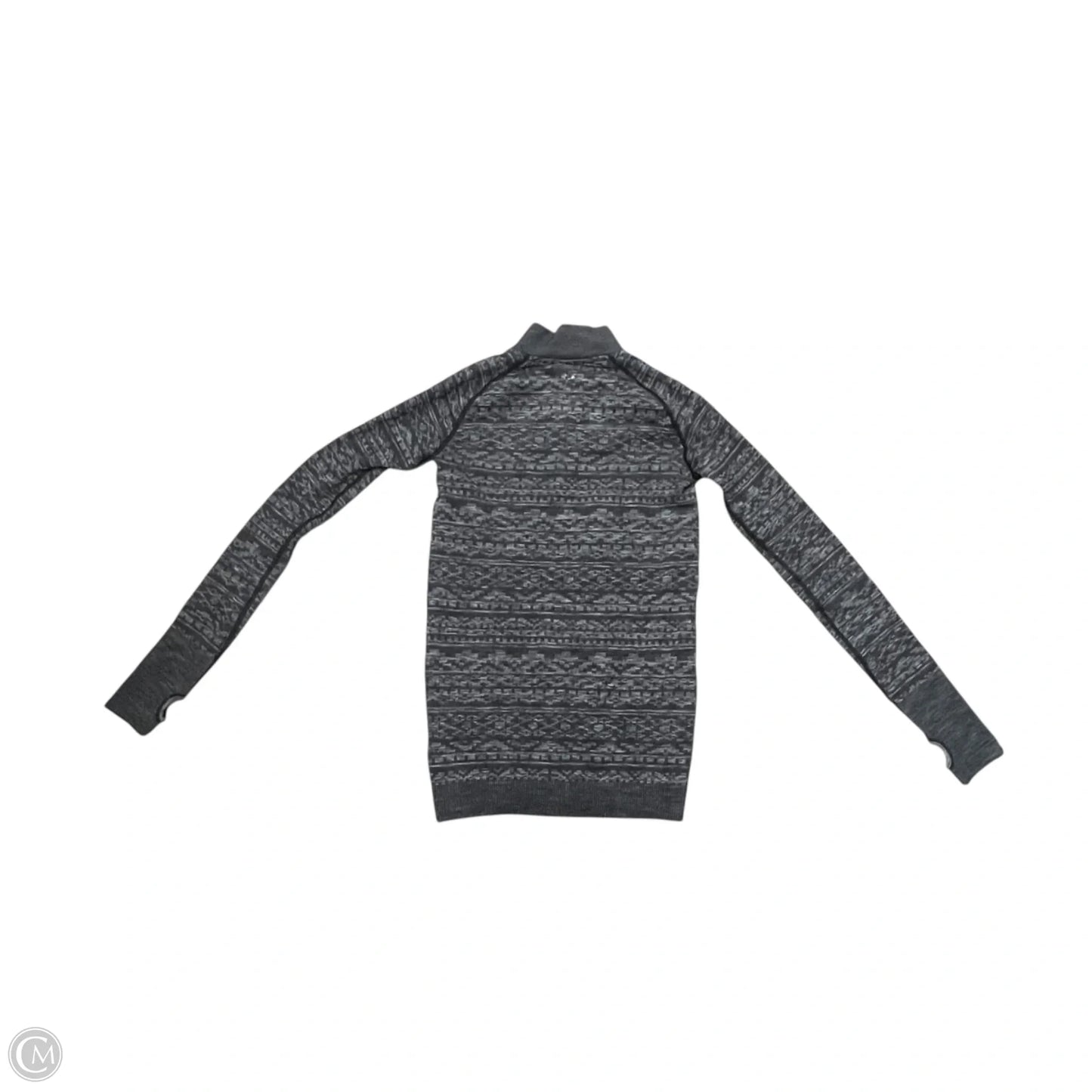 Athletic Top Long Sleeve Collar By Lululemon In Black & Grey, Size: S