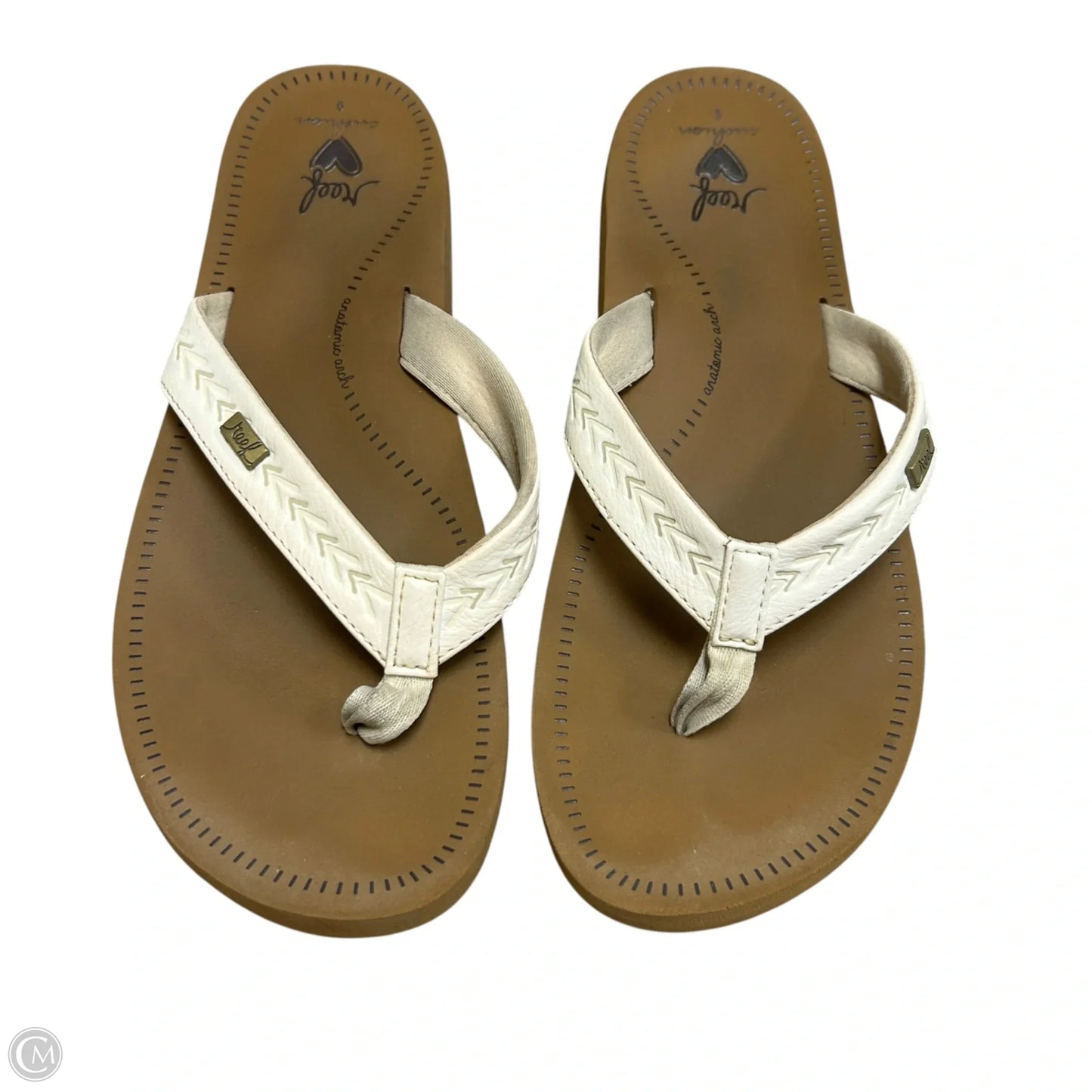 Sandals Flip Flops By Reef In Brown & White, Size: 9