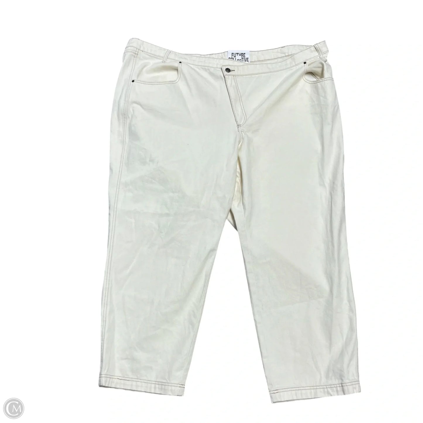 Jeans Straight By Future Collective In Cream Denim, Size: 24