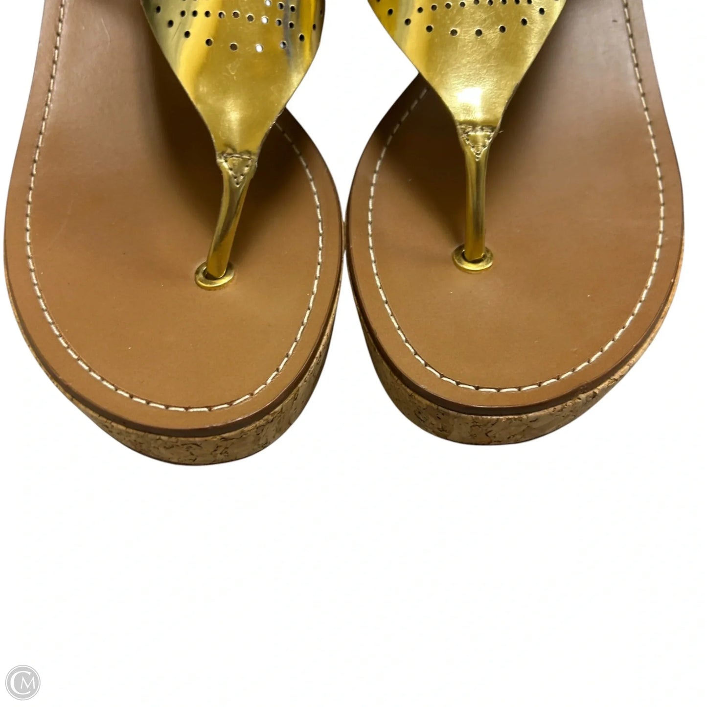 Sandals Designer By Tory Burch In Brown & Gold, Size: 9.5