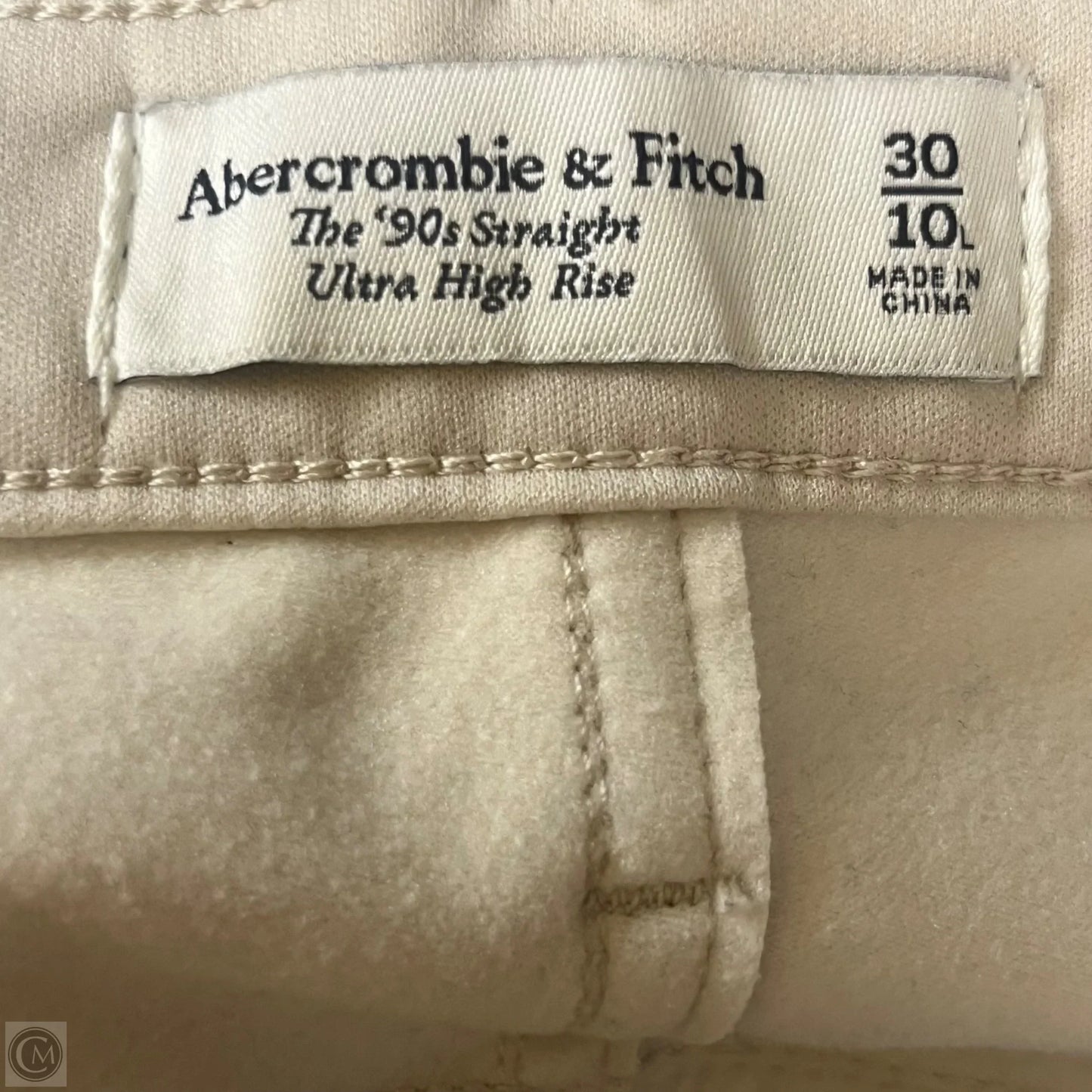 Jeans Straight By Abercrombie And Fitch In Cream Denim, Size: 10