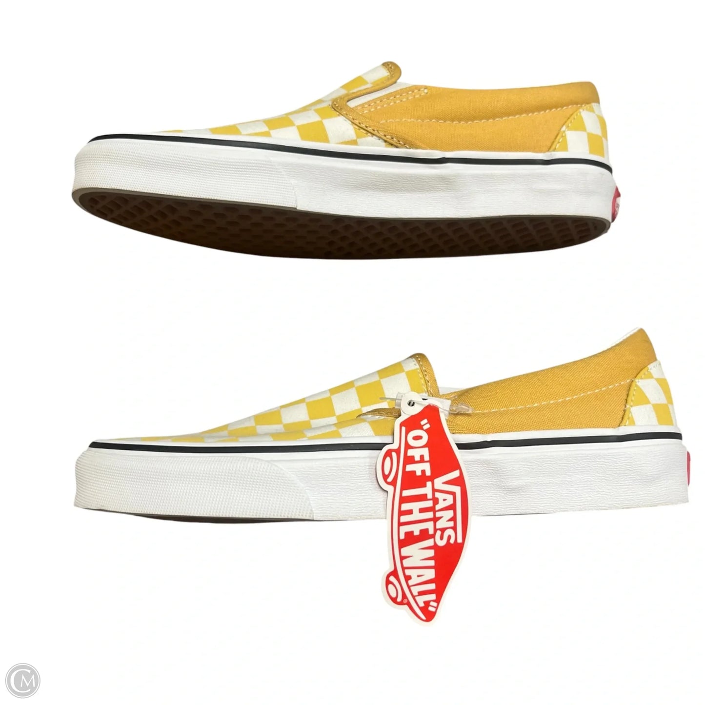 Shoes Flats By Vans In White & Yellow, Size: 8