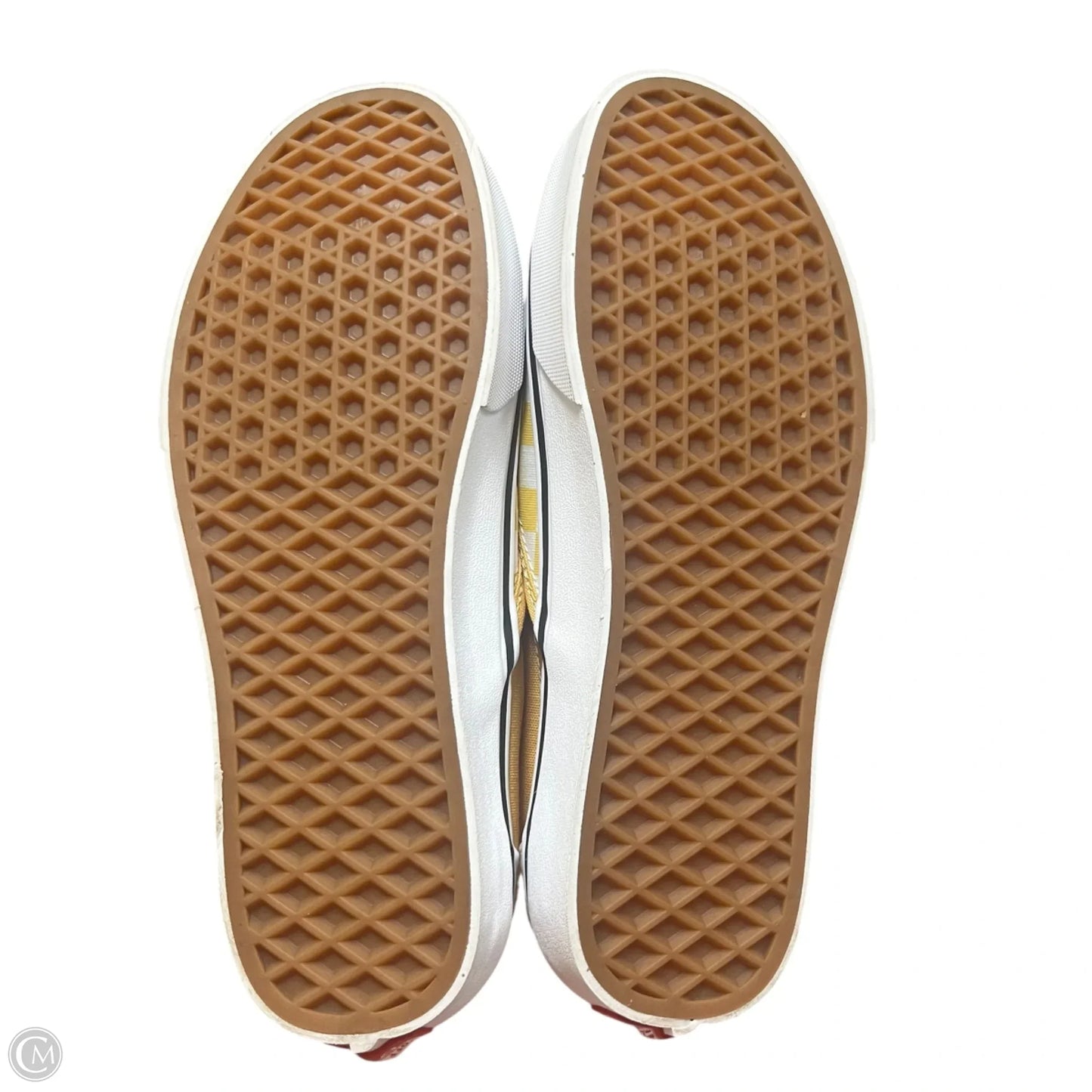 Shoes Flats By Vans In White & Yellow, Size: 8