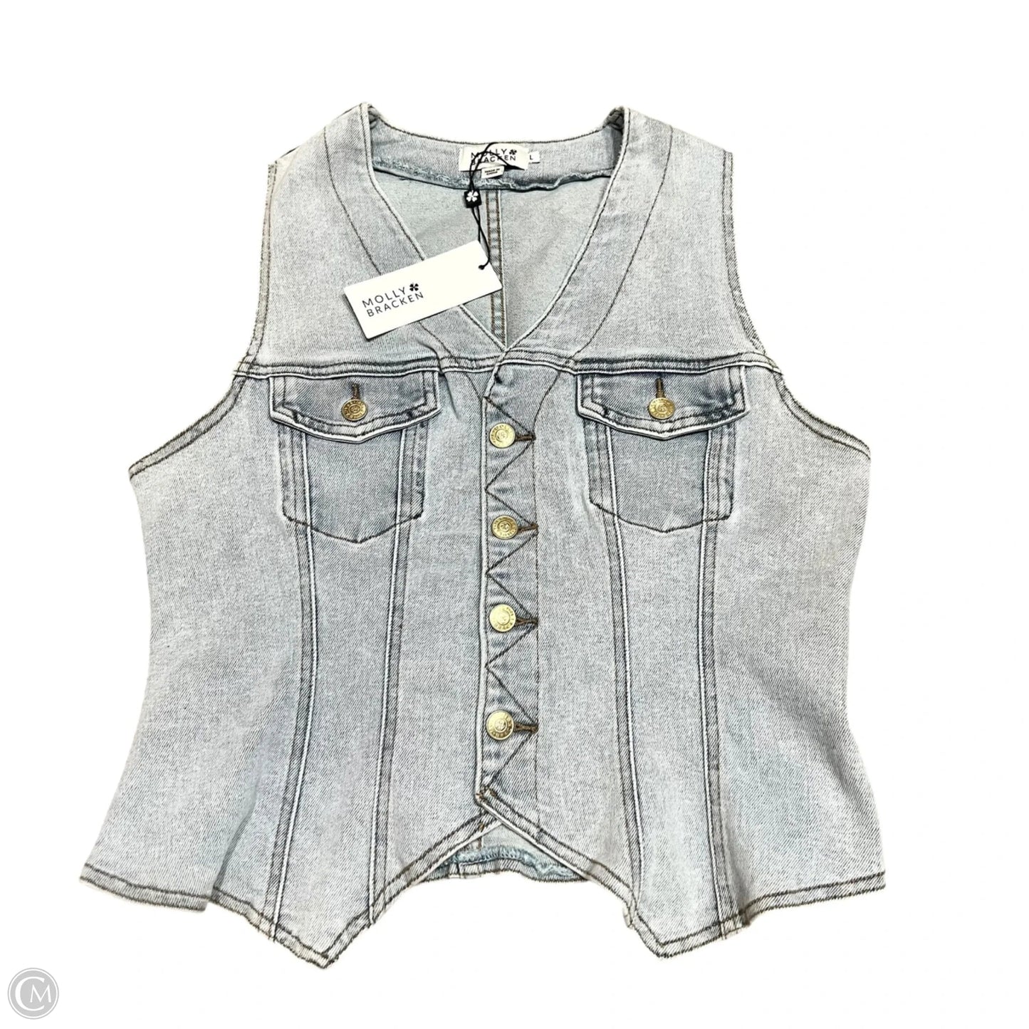 Top Sleeveless By Molly Bracken In Blue Denim, Size: M
