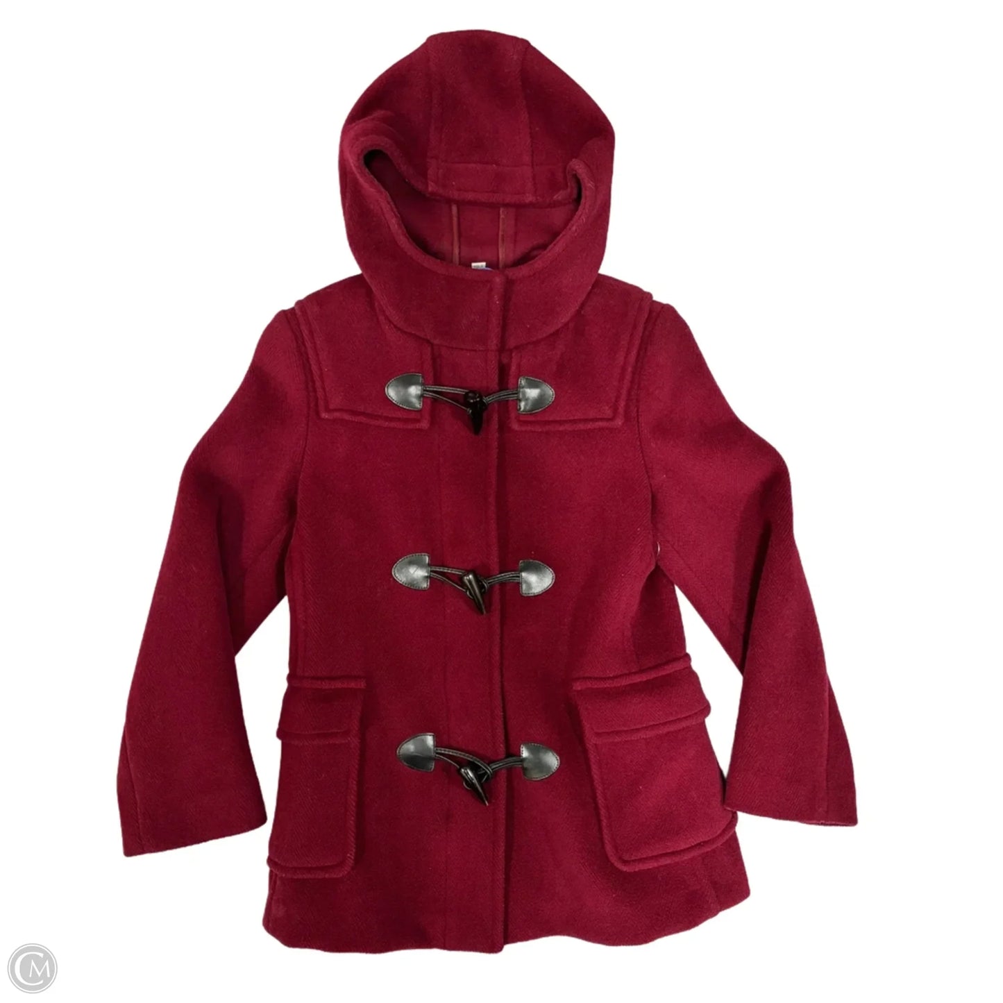 Coat Luxury Designer By Burberry In Burgundy, Size: Xs