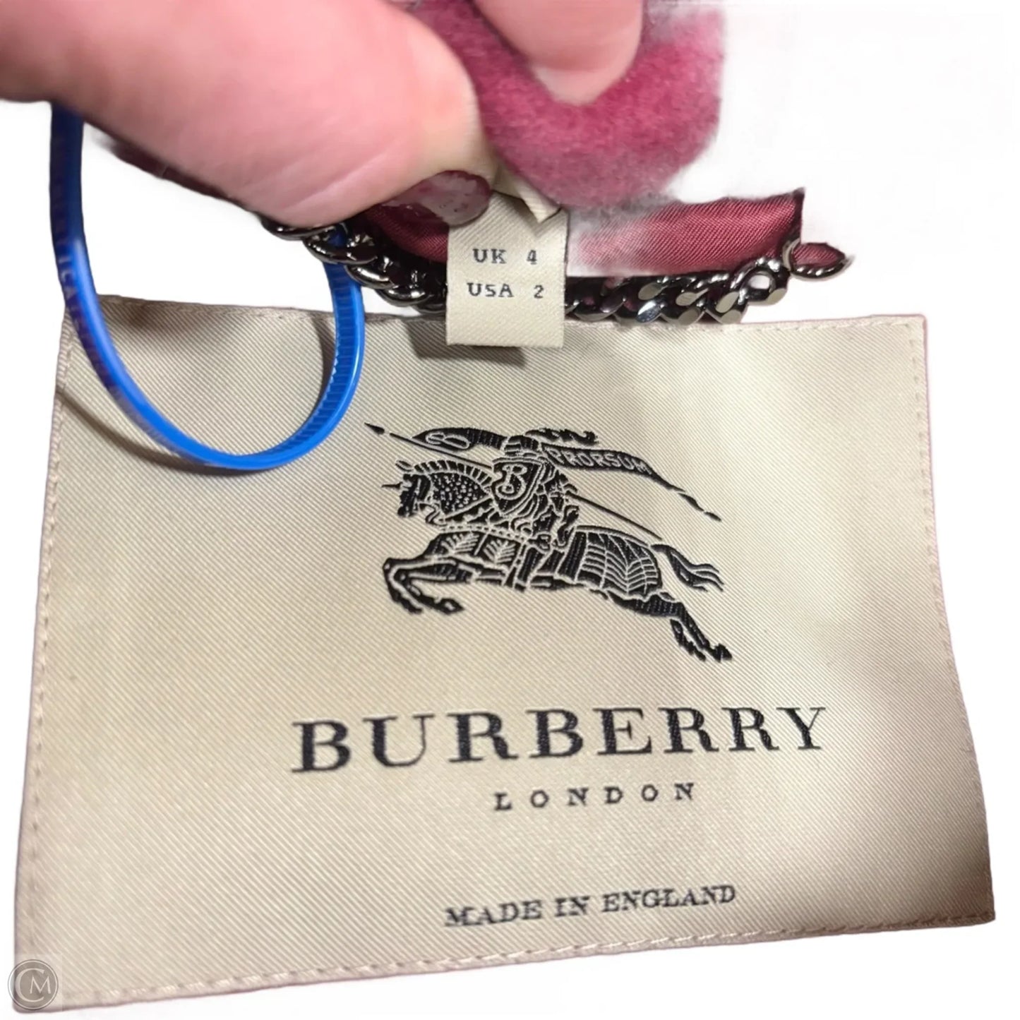 Coat Luxury Designer By Burberry In Burgundy, Size: Xs