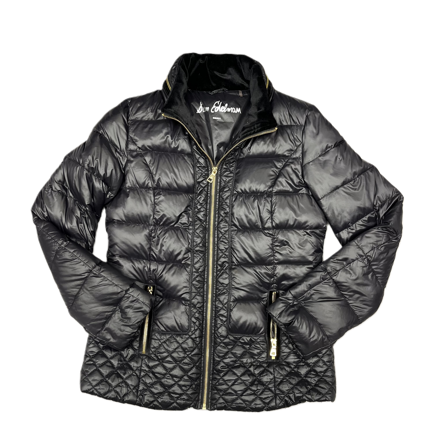 Coat Puffer & Quilted By Sam Edelman In Black Gold, Size: S