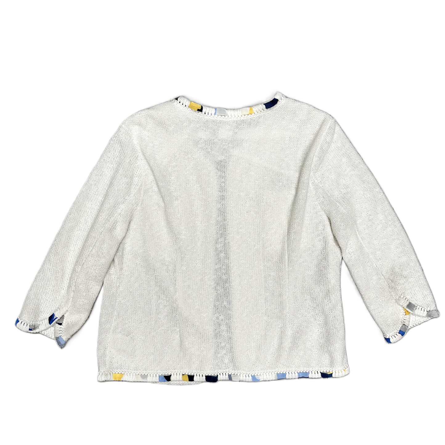 Sweater Cardigan By Nic + Zoe In White Blue, Size: Xl