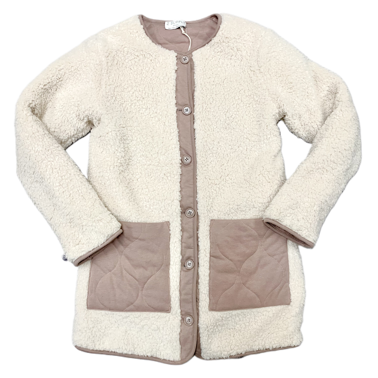 Jacket Faux Fur & Sherpa By Z Supply In Brown & Cream, Size: S