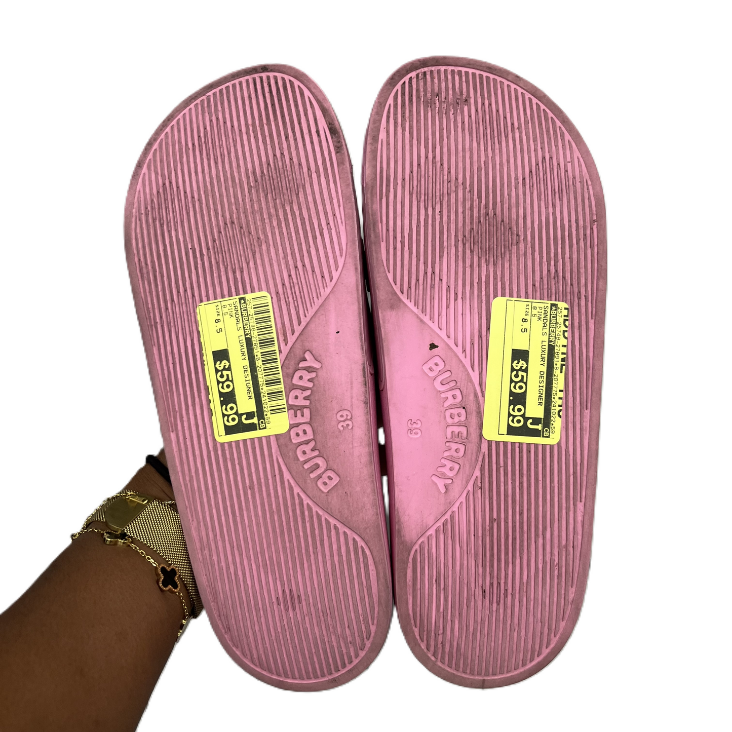 Sandals Luxury Designer By Burberry In Pink, Size: 8.5