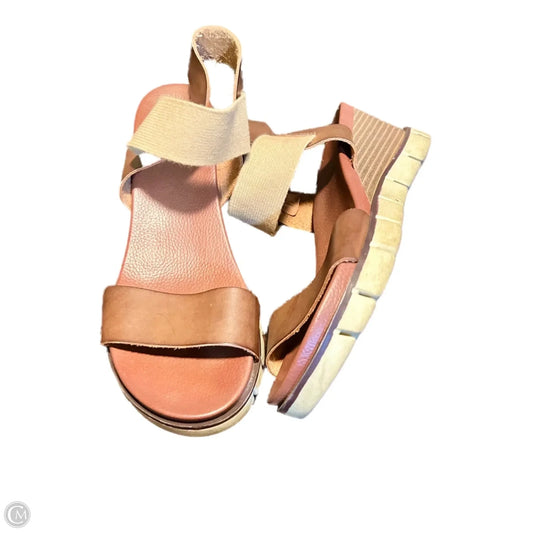 Sandals Heels Wedge By Mia In Brown, Size: 7.5