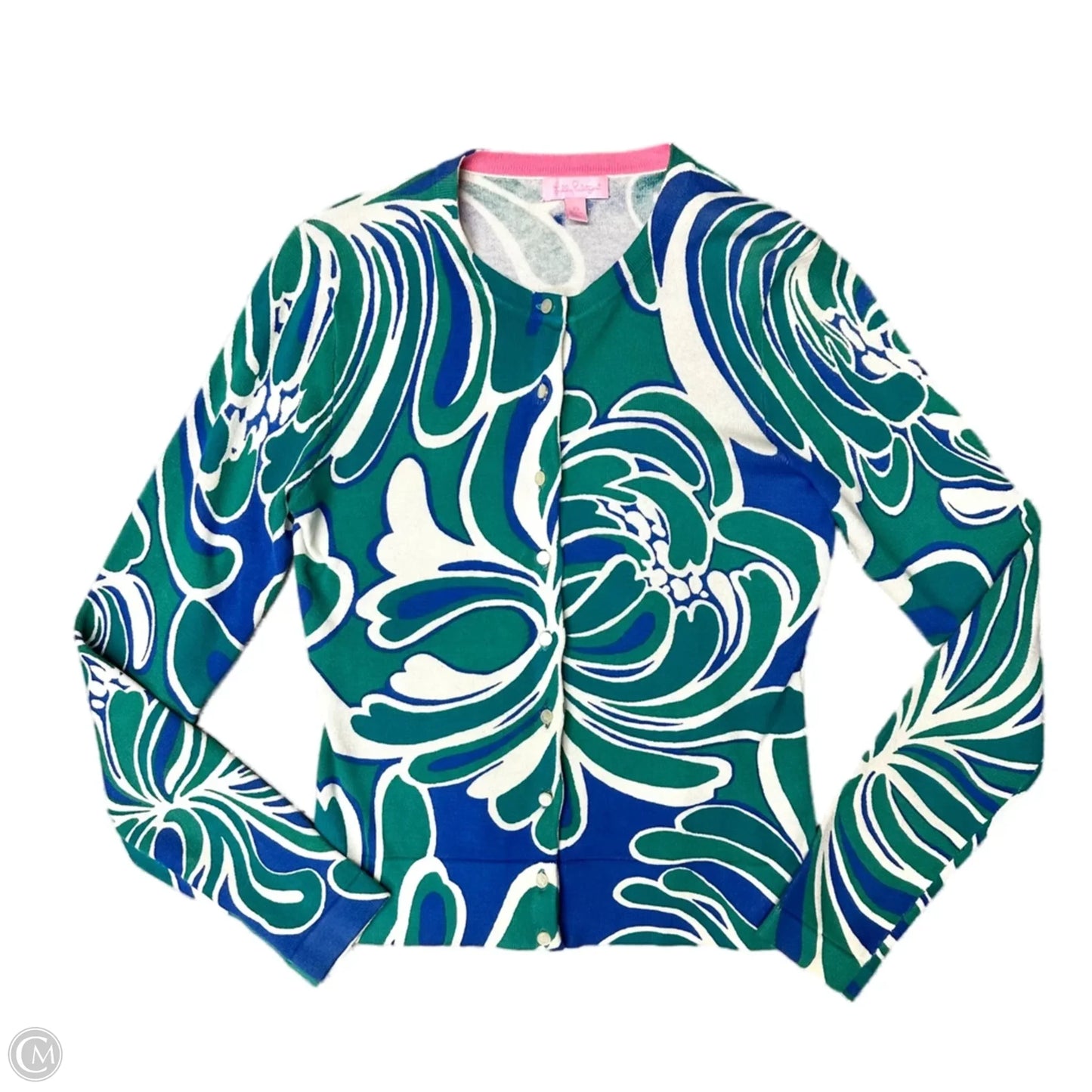 Sweater Cardigan Designer By Lilly Pulitzer In Blue & Green, Size: Xs