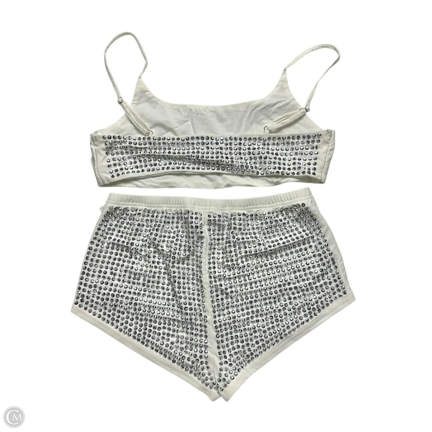 Shorts Set By Fashion Nova In Silver & White, Size: L