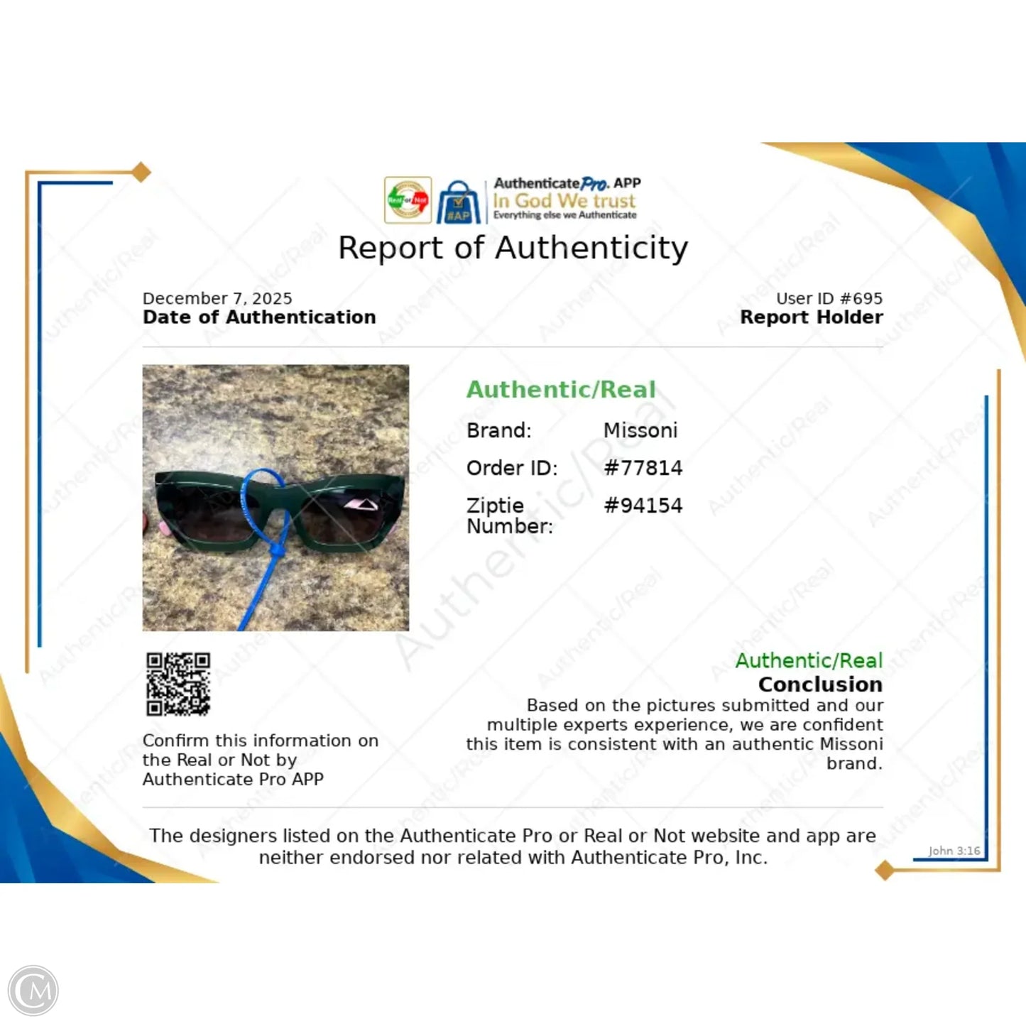 Sunglasses Luxury Designer By Missoni