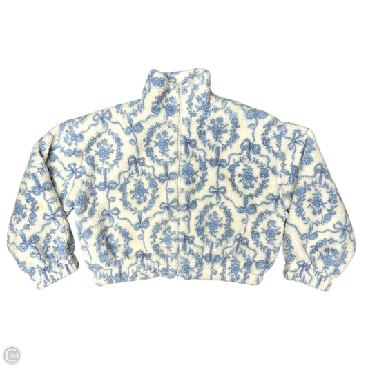 Jacket Faux Fur & Sherpa By Urban Outfitters In Blue & Cream, Size: Xl