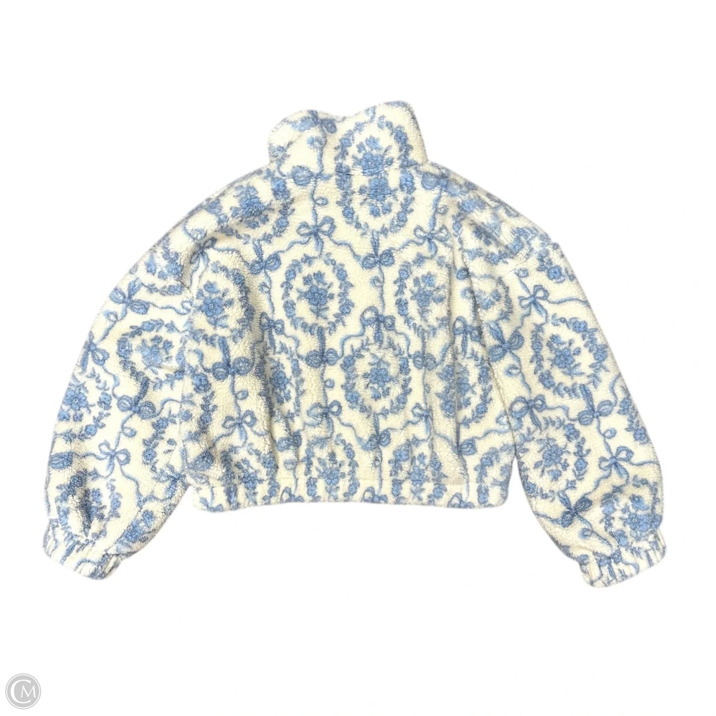 Jacket Faux Fur & Sherpa By Urban Outfitters In Blue & Cream, Size: Xl