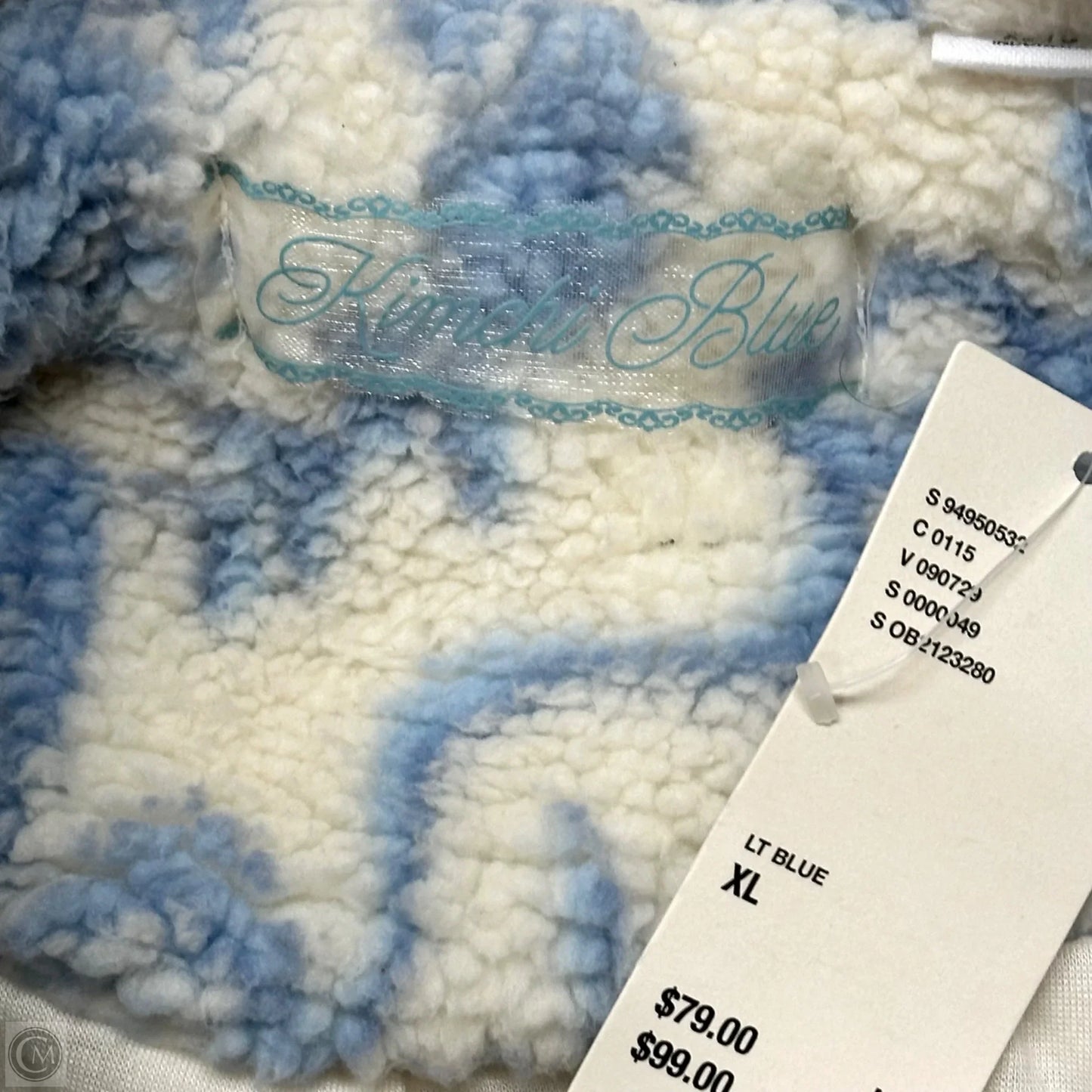 Jacket Faux Fur & Sherpa By Urban Outfitters In Blue & Cream, Size: Xl