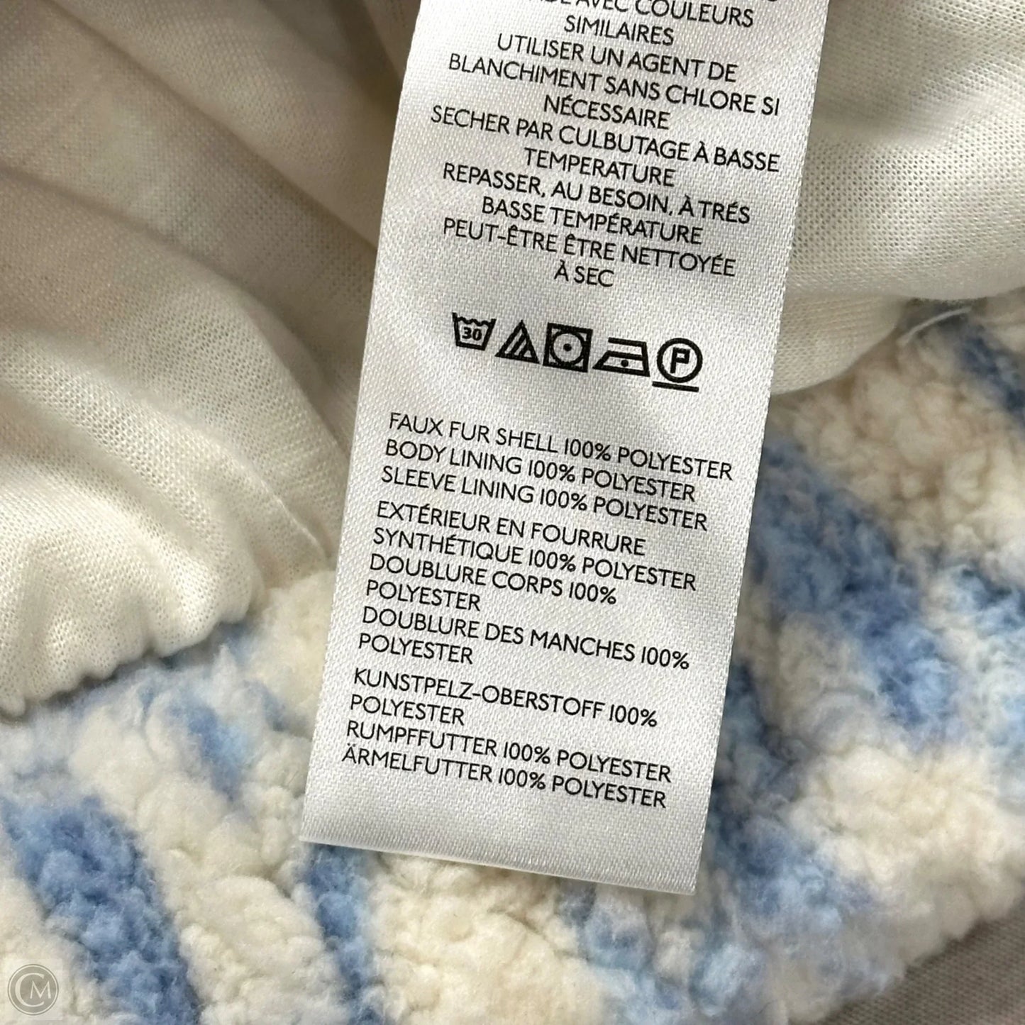 Jacket Faux Fur & Sherpa By Urban Outfitters In Blue & Cream, Size: Xl