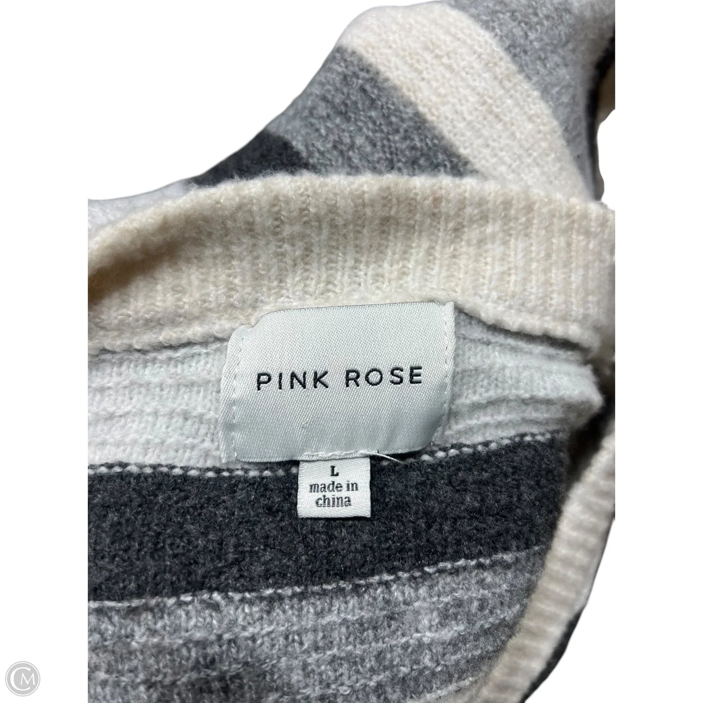 Sweater By Pink Rose In Grey & Orange, Size: L