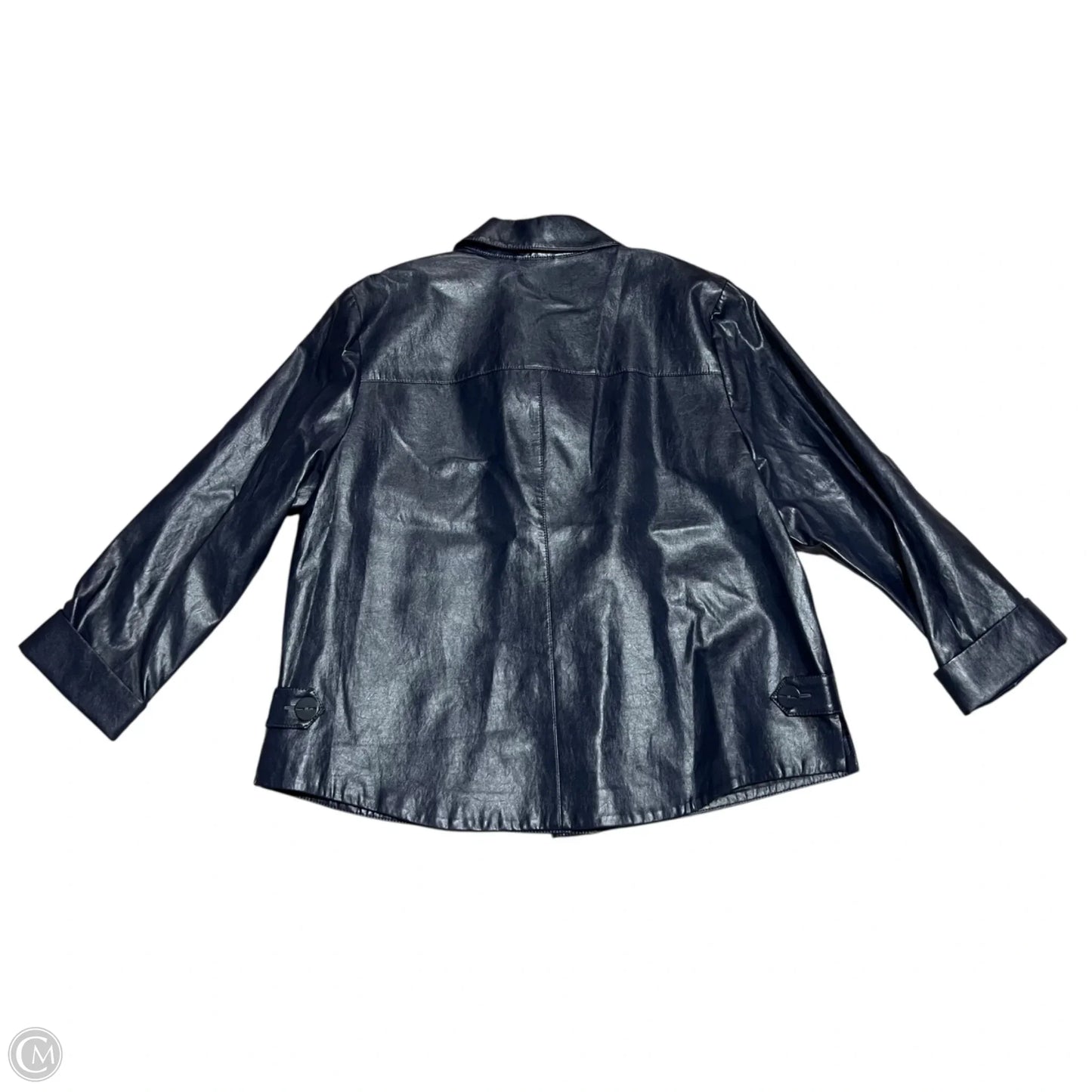 Jacket Leather By Chicos In Blue, Size: Xl