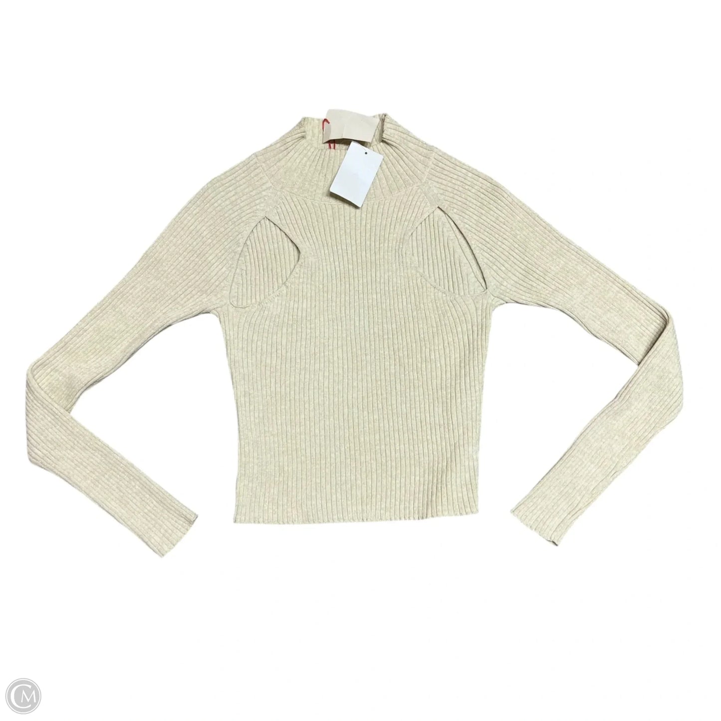 Sweater By Open Edit In Cream & Green, Size: M