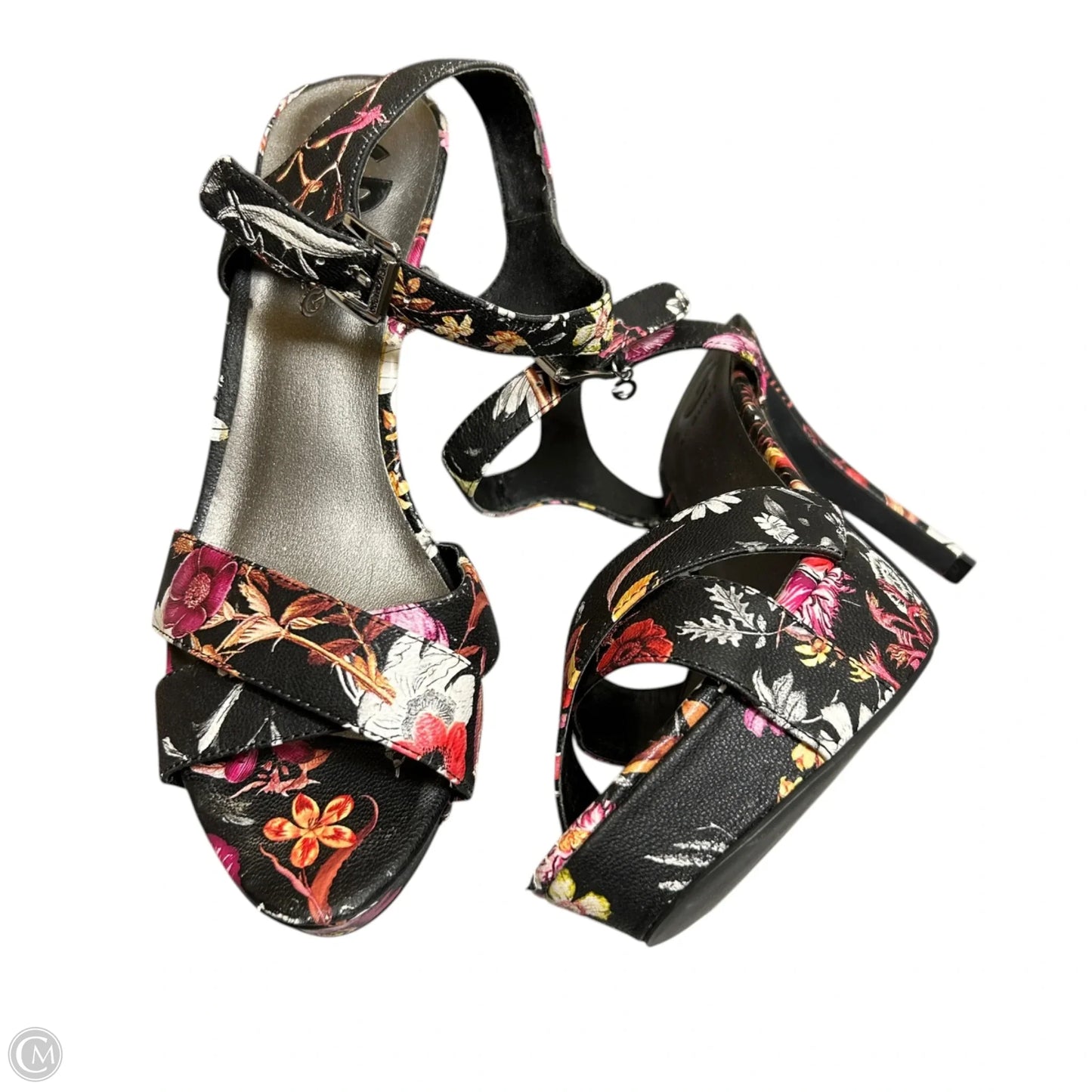Sandals Heels Stiletto By Guess In Floral Print, Size: 8