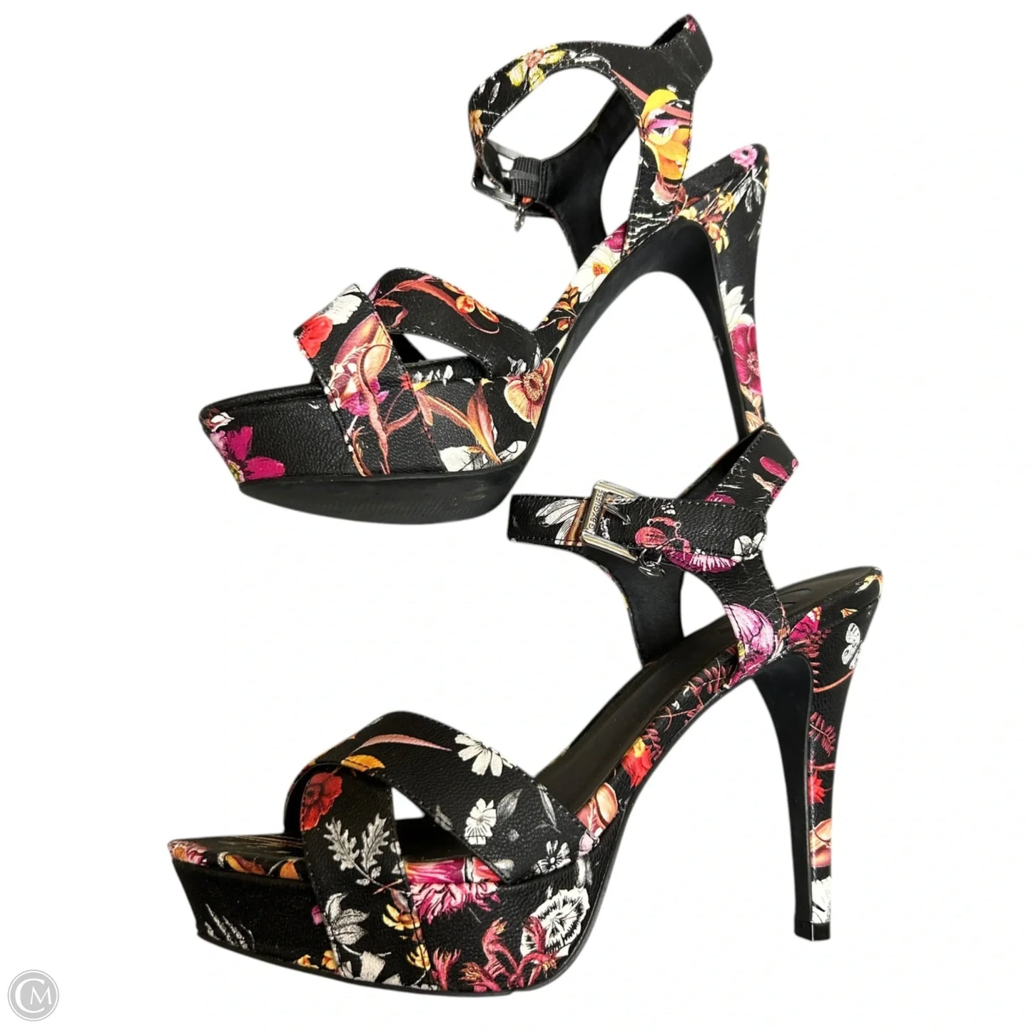 Sandals Heels Stiletto By Guess In Floral Print, Size: 8