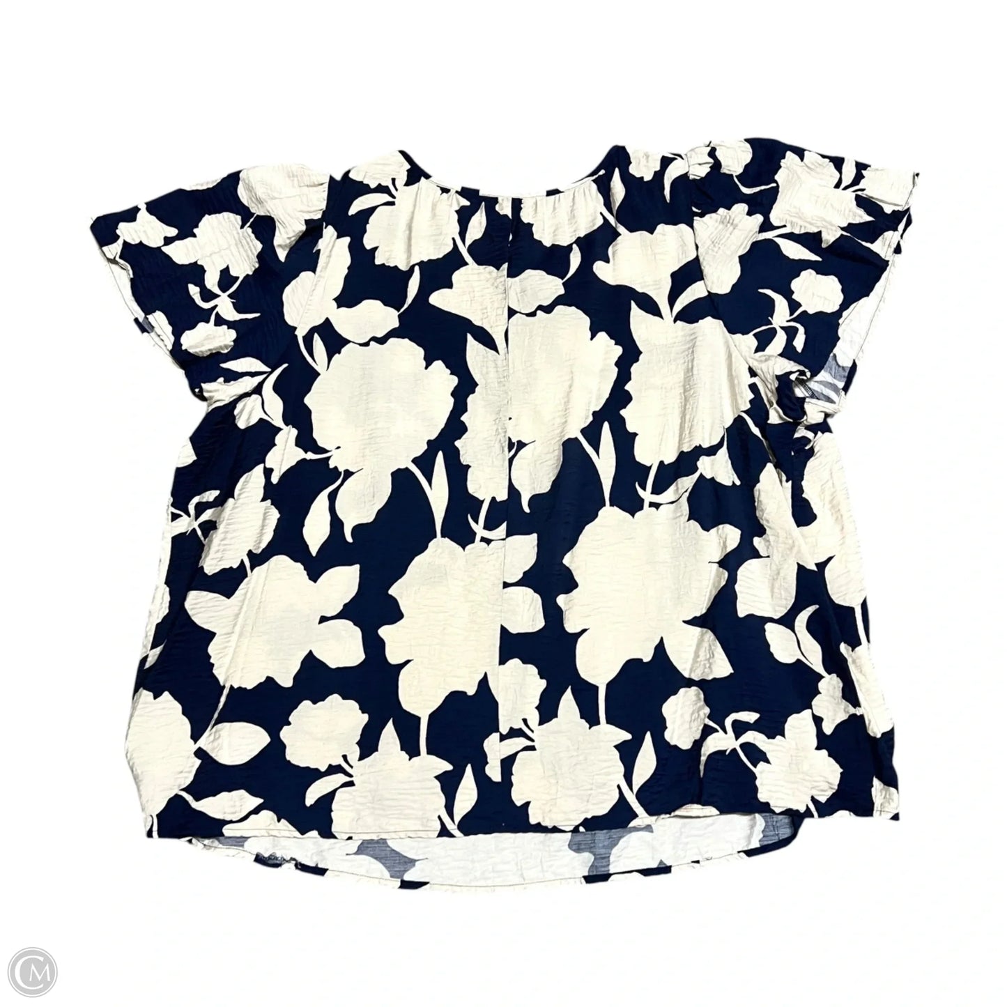 Top Short Sleeve By Ava & Viv In Blue & Cream, Size: 3x