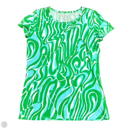 Top Short Sleeve Designer By Lilly Pulitzer In Blue & Green, Size: S