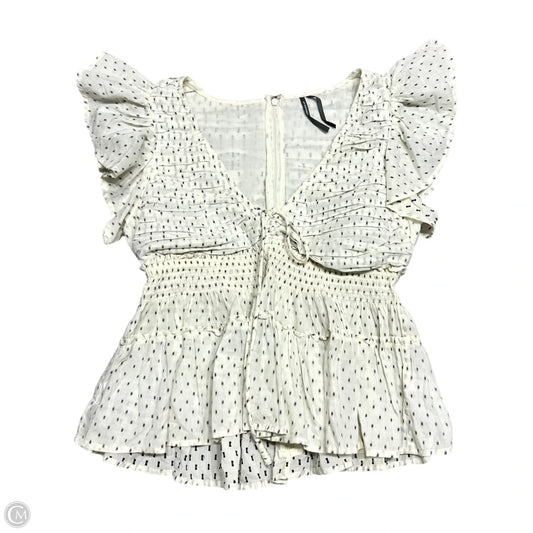 Top Short Sleeve By Anthropologie In Blue & Cream, Size: Xs