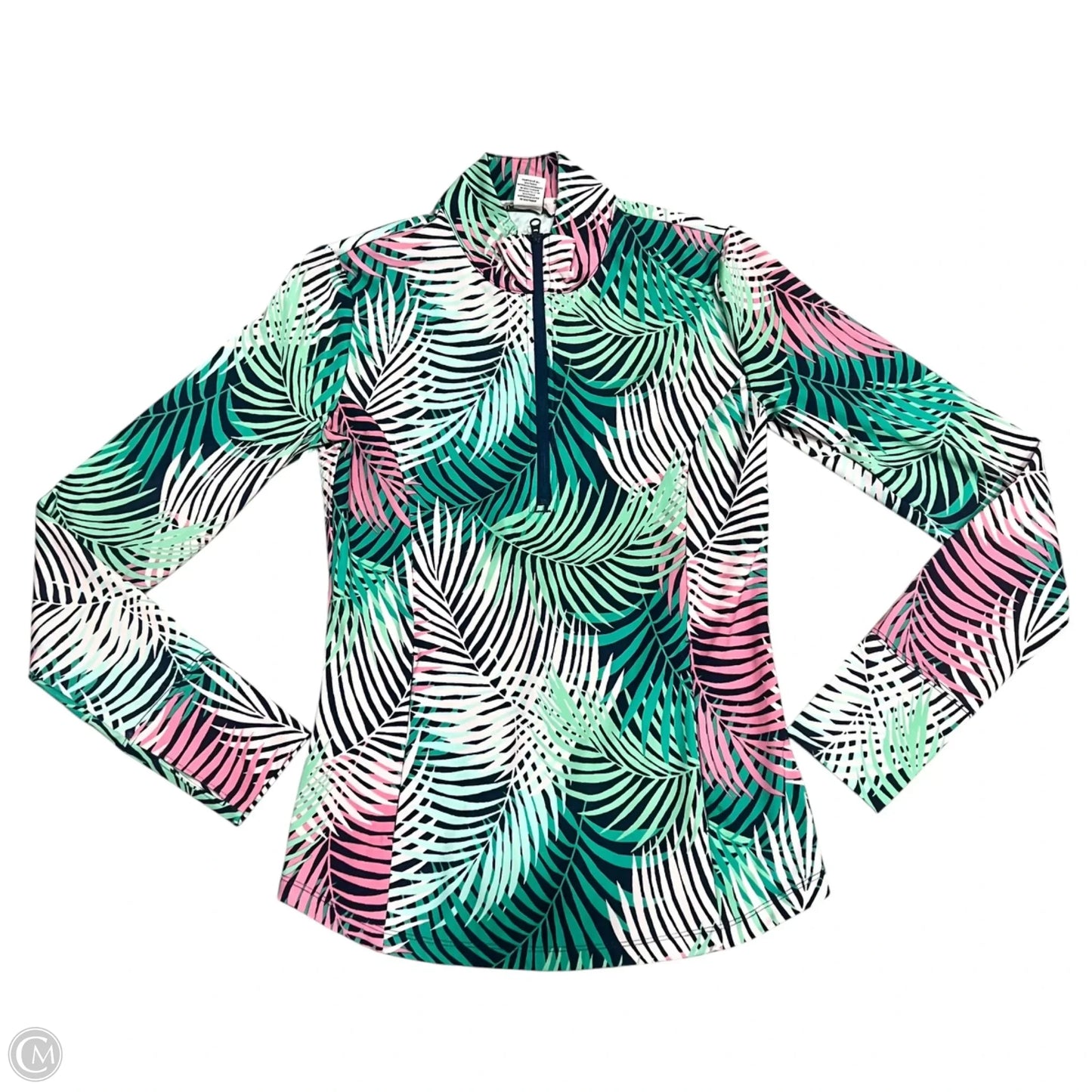 Athletic Top Long Sleeve Collar By Tommy Bahama In Tropical Print, Size: Xs