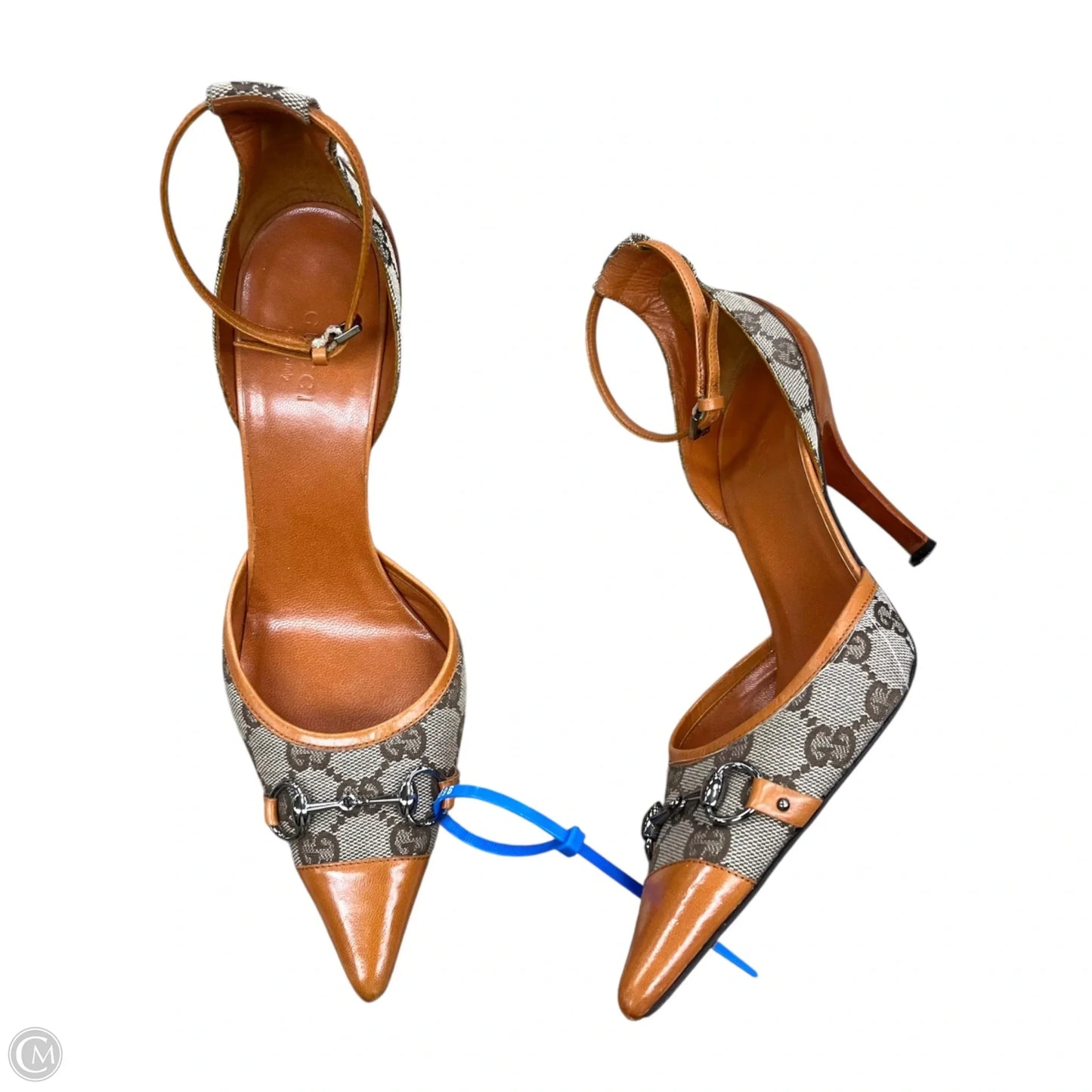 Shoes Luxury Designer By Gucci In Orange & Tan, Size: 6.5