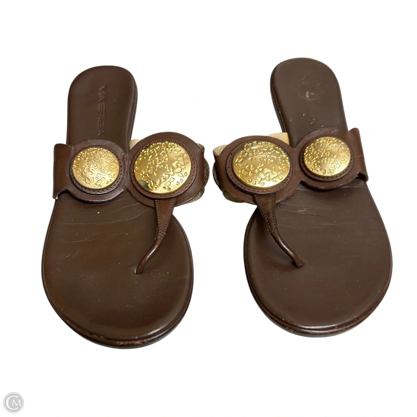 Sandals Flats By Via Spiga In Brown & Gold, Size: 7