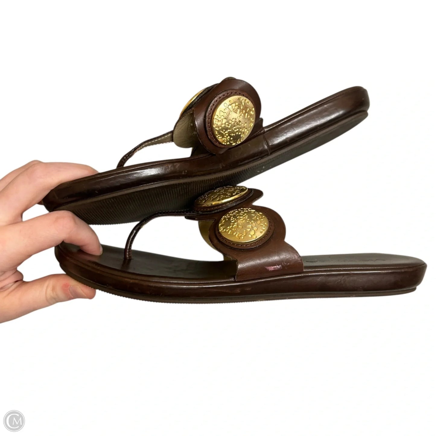 Sandals Flats By Via Spiga In Brown & Gold, Size: 7