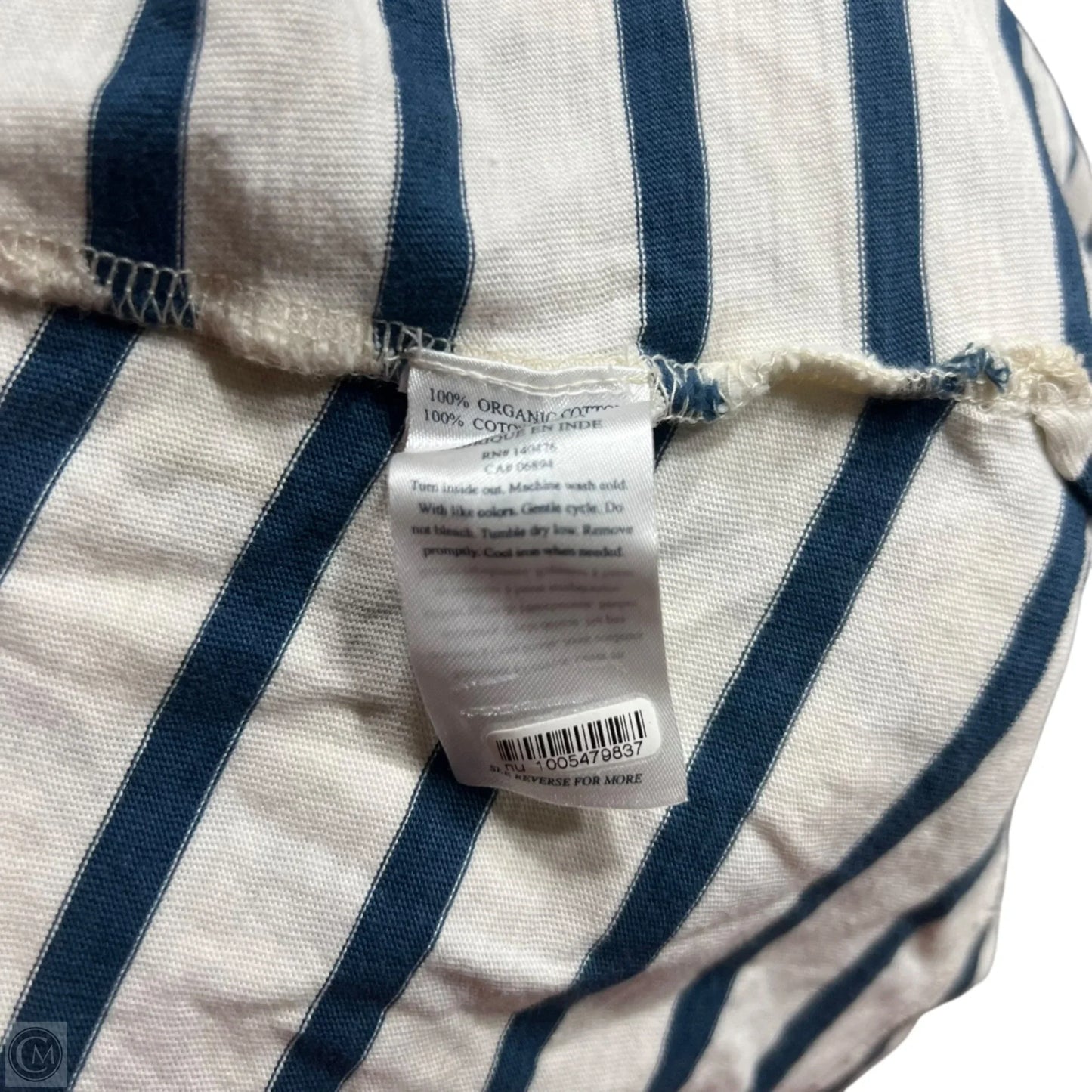 Top Short Sleeve By Faherty In Blue & Cream, Size: M