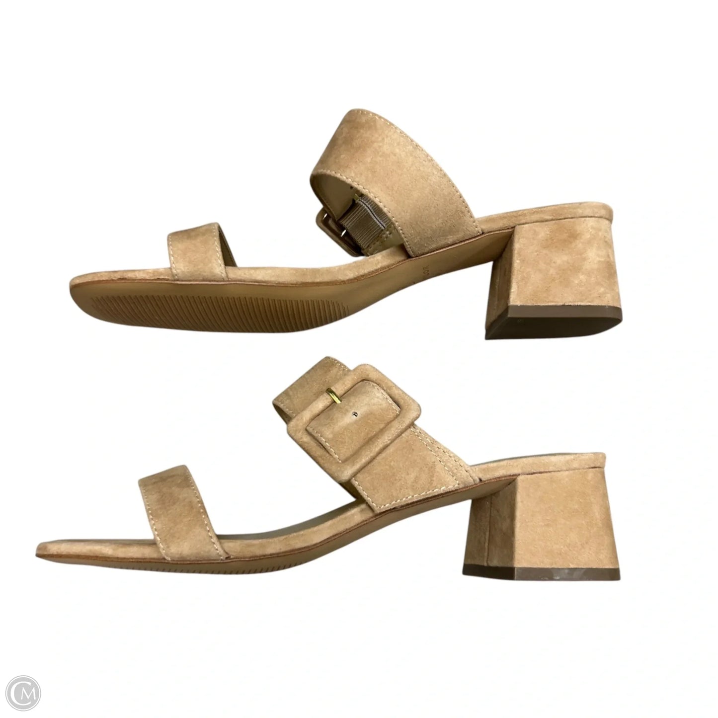 Sandals Heels Block By Ann Taylor In Tan, Size: 7