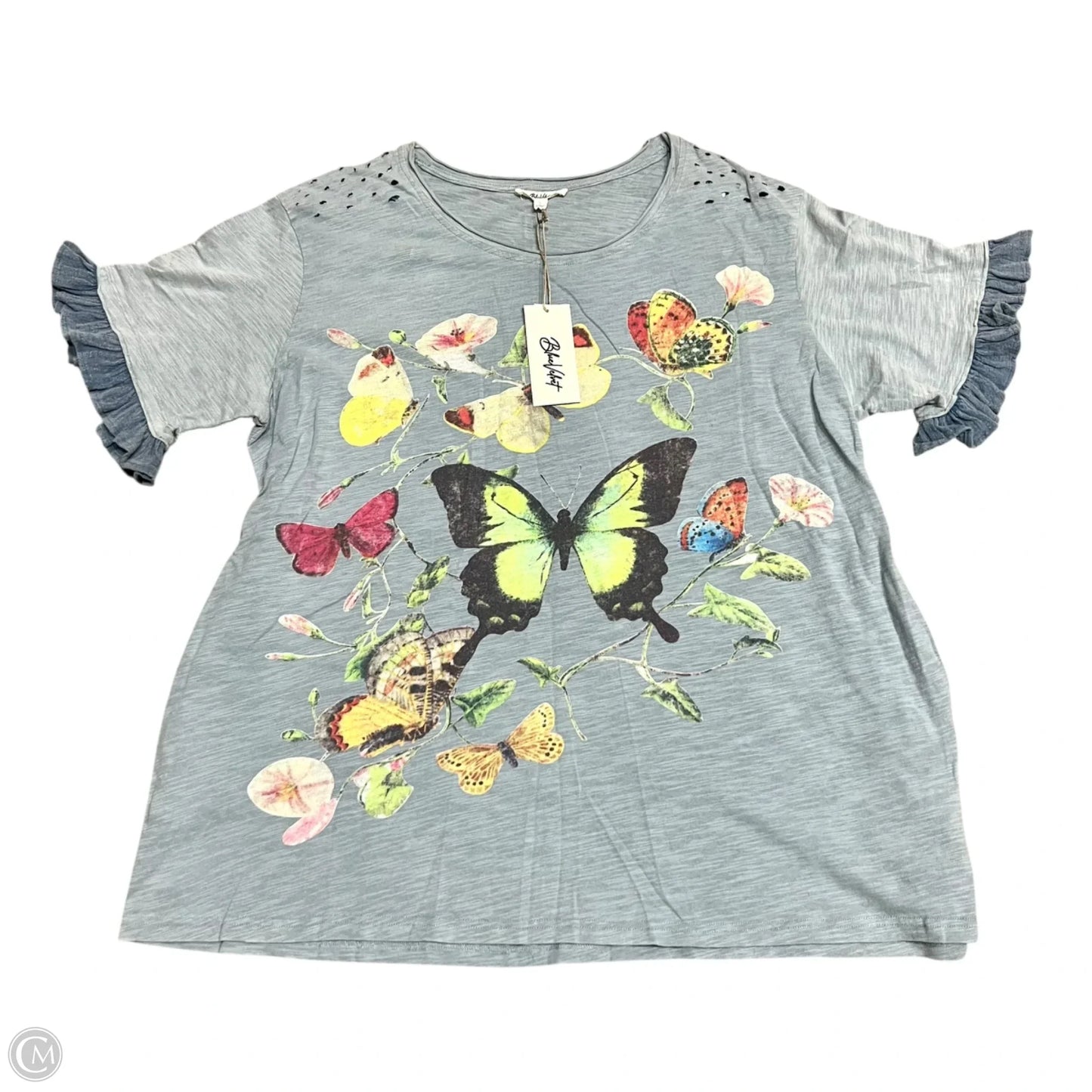 Top Short Sleeve By Blue Velvet In Floral Print, Size: L
