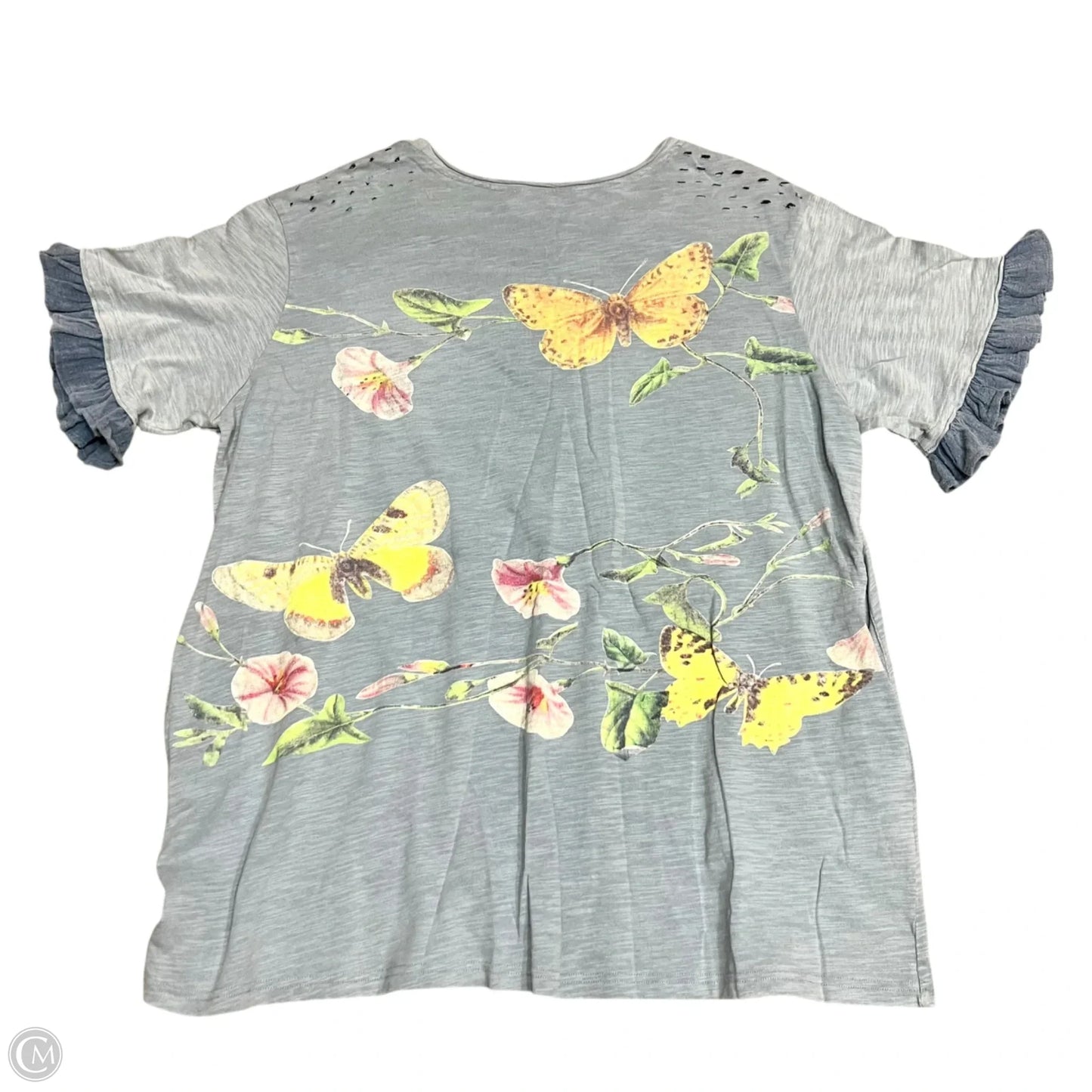 Top Short Sleeve By Blue Velvet In Floral Print, Size: L