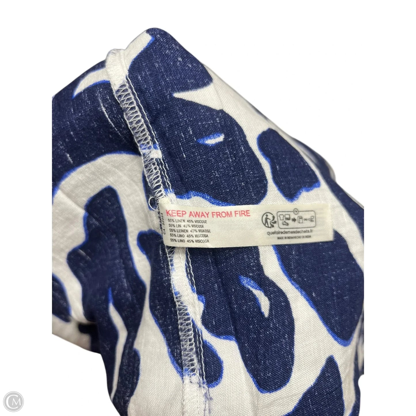 Top Short Sleeve By Anthropologie In Blue & White, Size: Xl