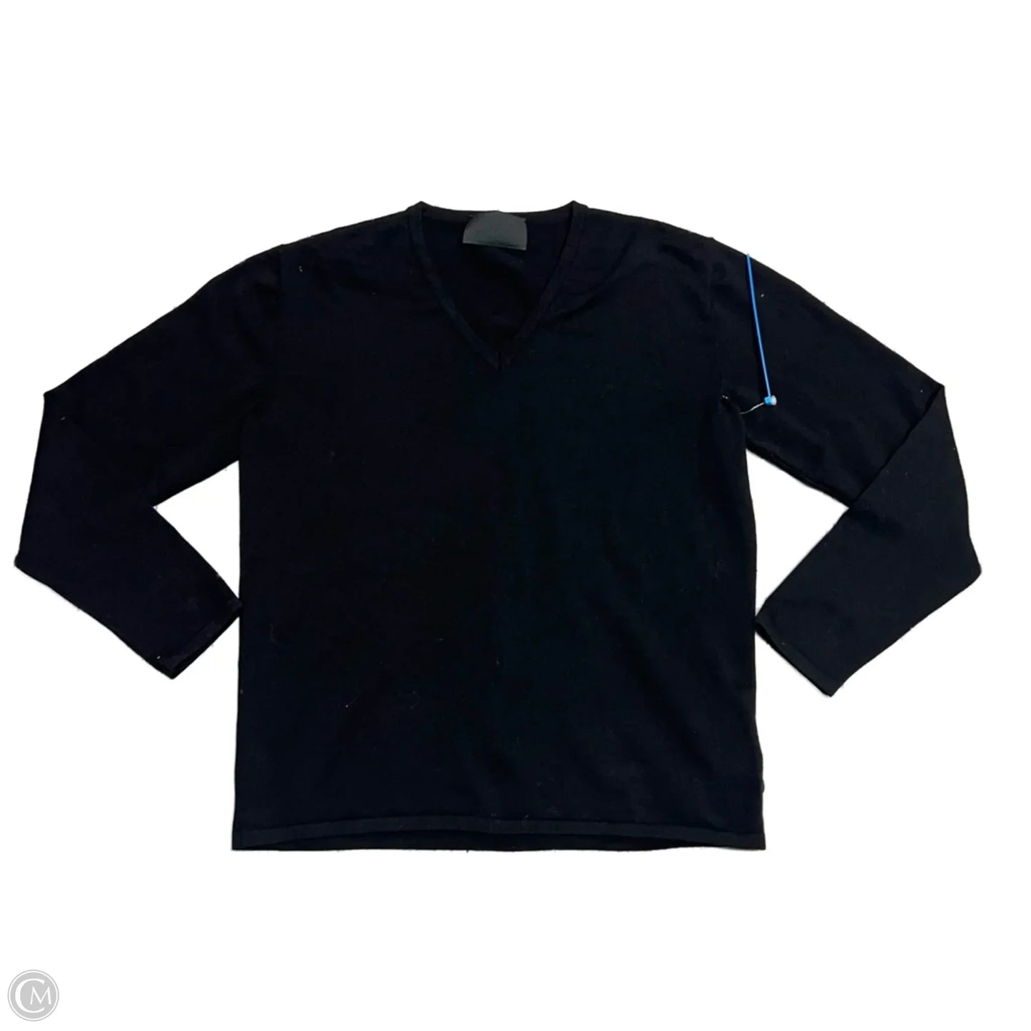 Top Long Sleeve Luxury Designer By Prada In Black & Blue, Size: L