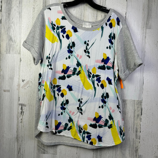 Grey & Yellow Top Short Sleeve Deletta, Size L