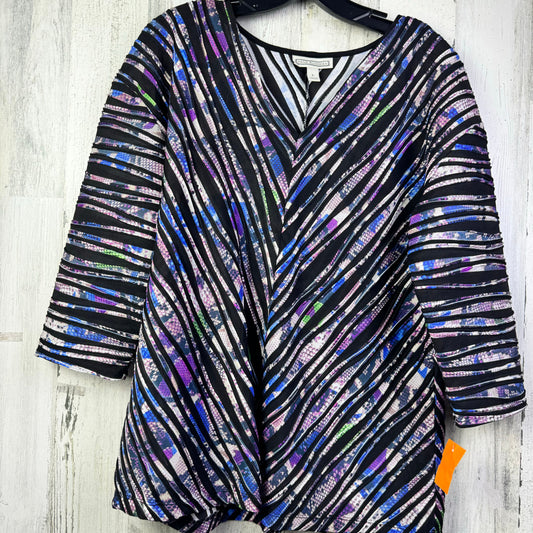 Black & Blue Blouse 3/4 Sleeve Dana Buchman, Size L