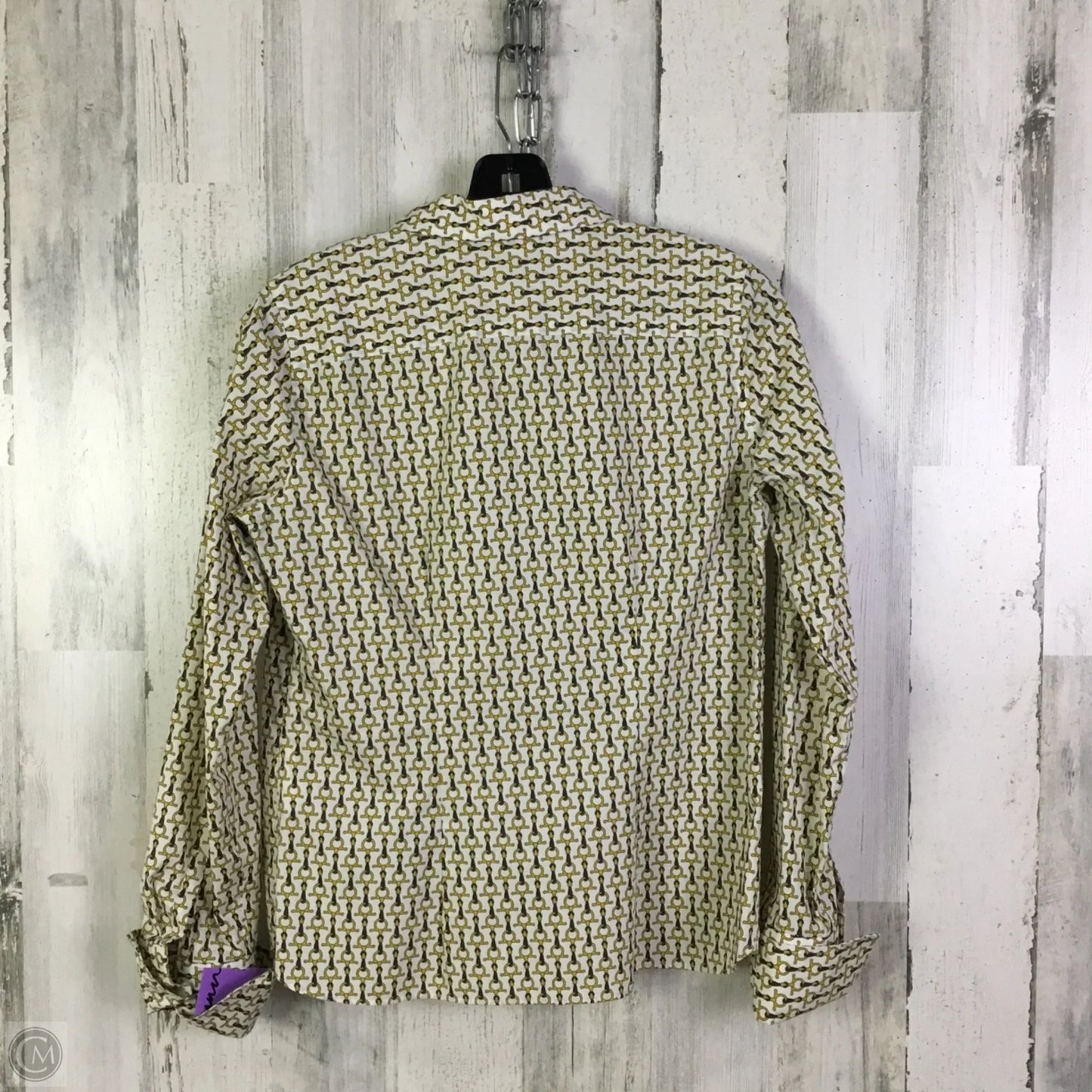 Blouse Long Sleeve By Lands End In White & Yellow, Size: Sp