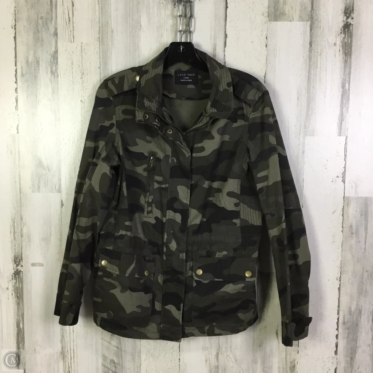 Jacket Utility By Love Tree In Camouflage Print, Size: L