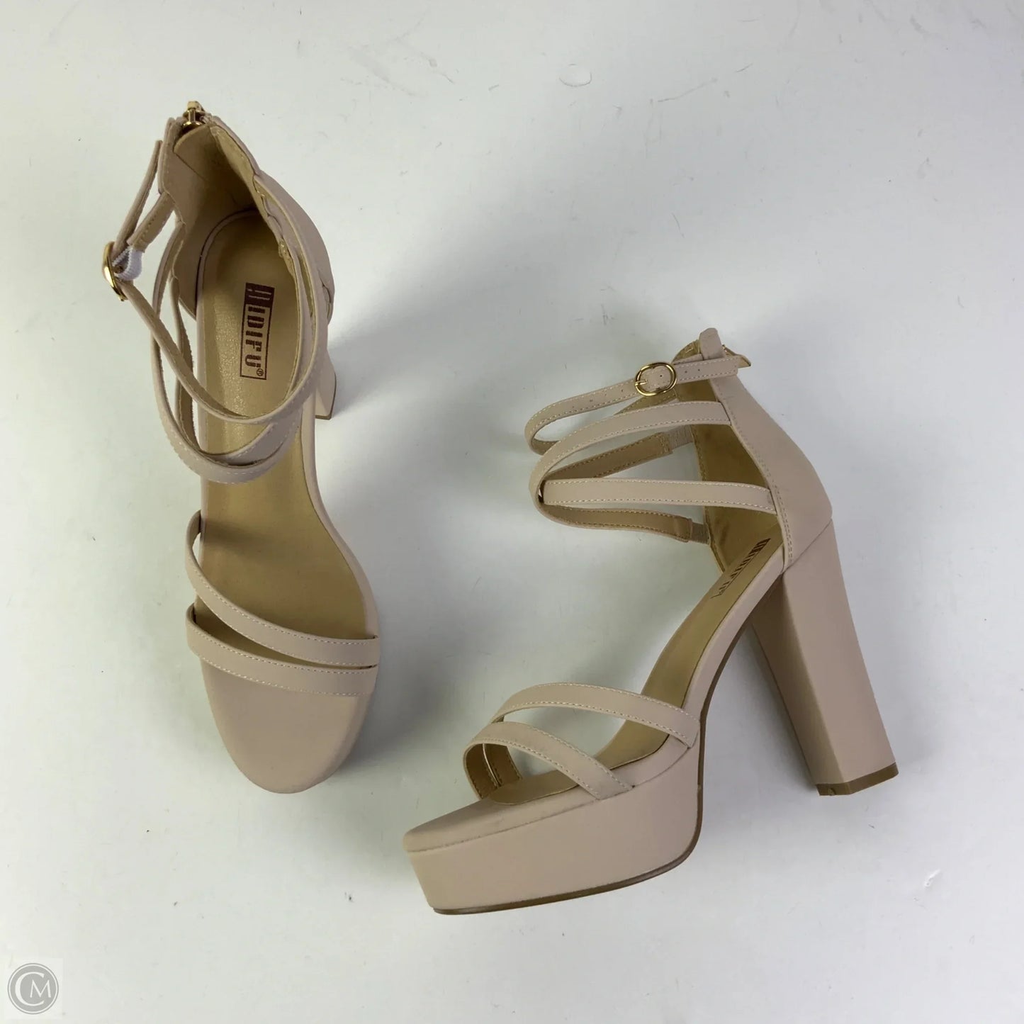 Sandals Heels Platform By Clothes Mentor In Beige, Size: 10