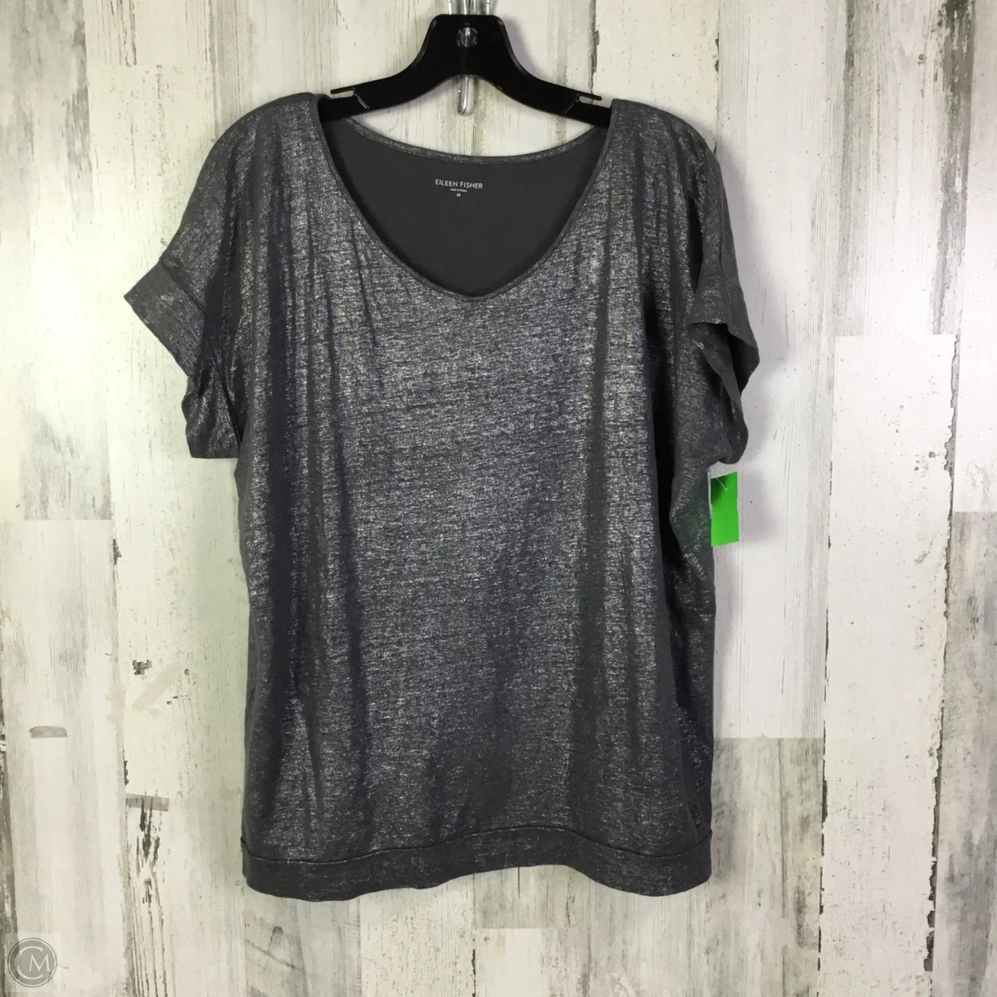 Top Short Sleeve Basic By Eileen Fisher In Grey, Size: M