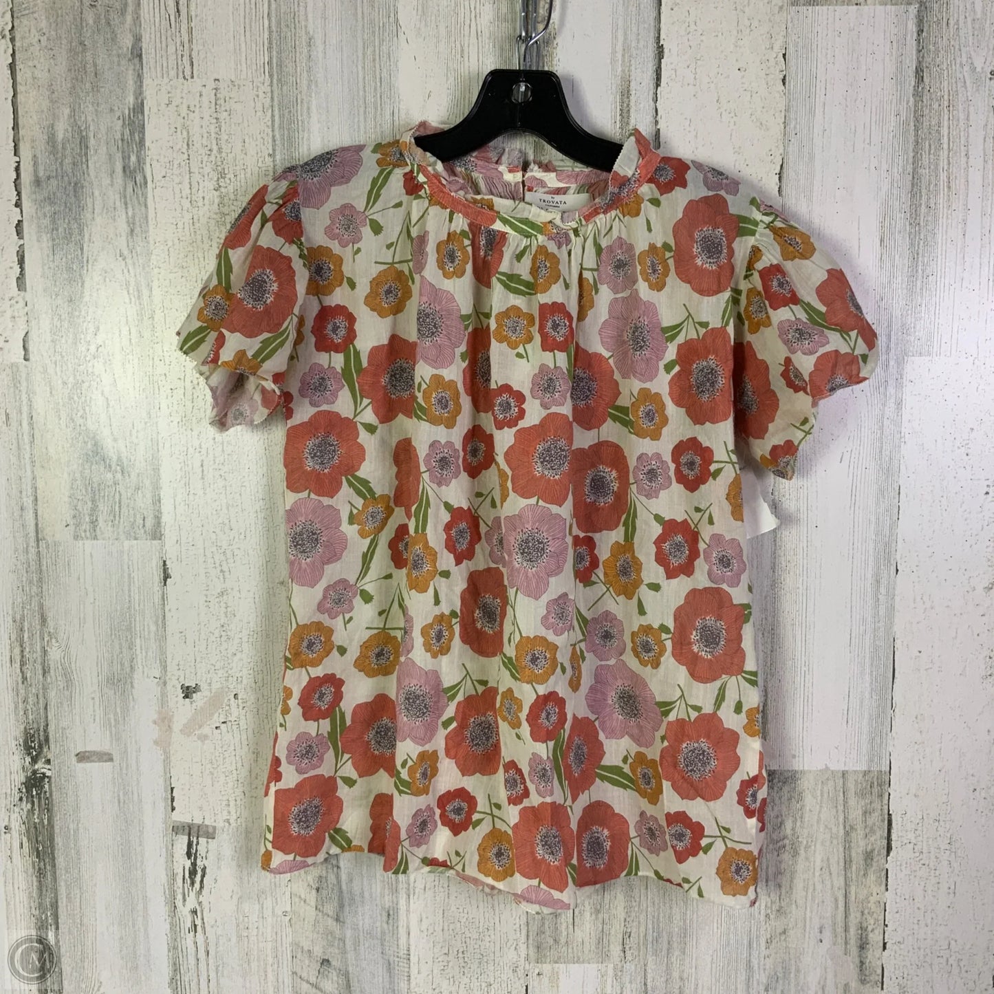 Top Short Sleeve By Birds Of Paradis By Trovata In Floral Print, Size: L