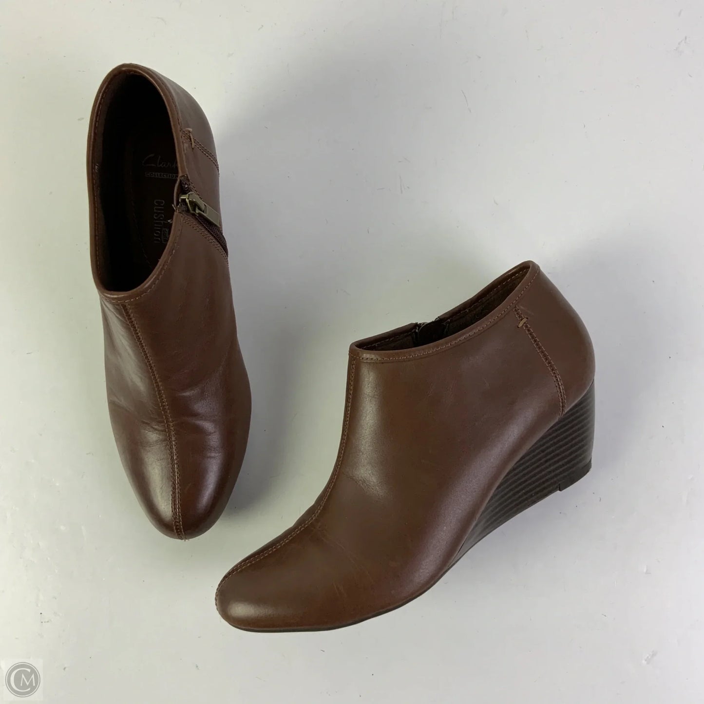 Boots Ankle Flats By Clarks In Brown, Size: 8.5