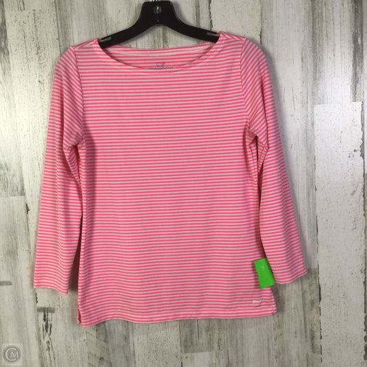 Top Long Sleeve By Vineyard Vines In Pink & White, Size: Xs