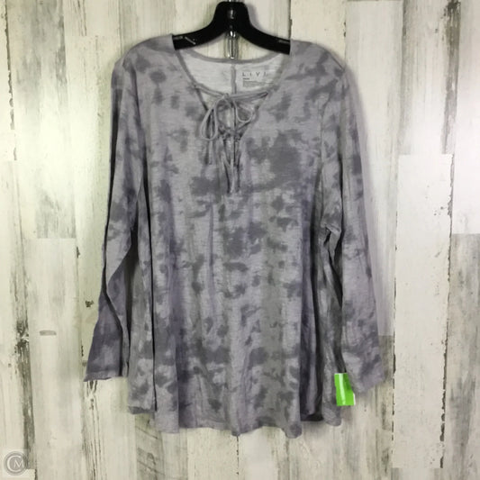 Top 3/4 Sleeve Basic By Livi Active In Grey, Size: 2x